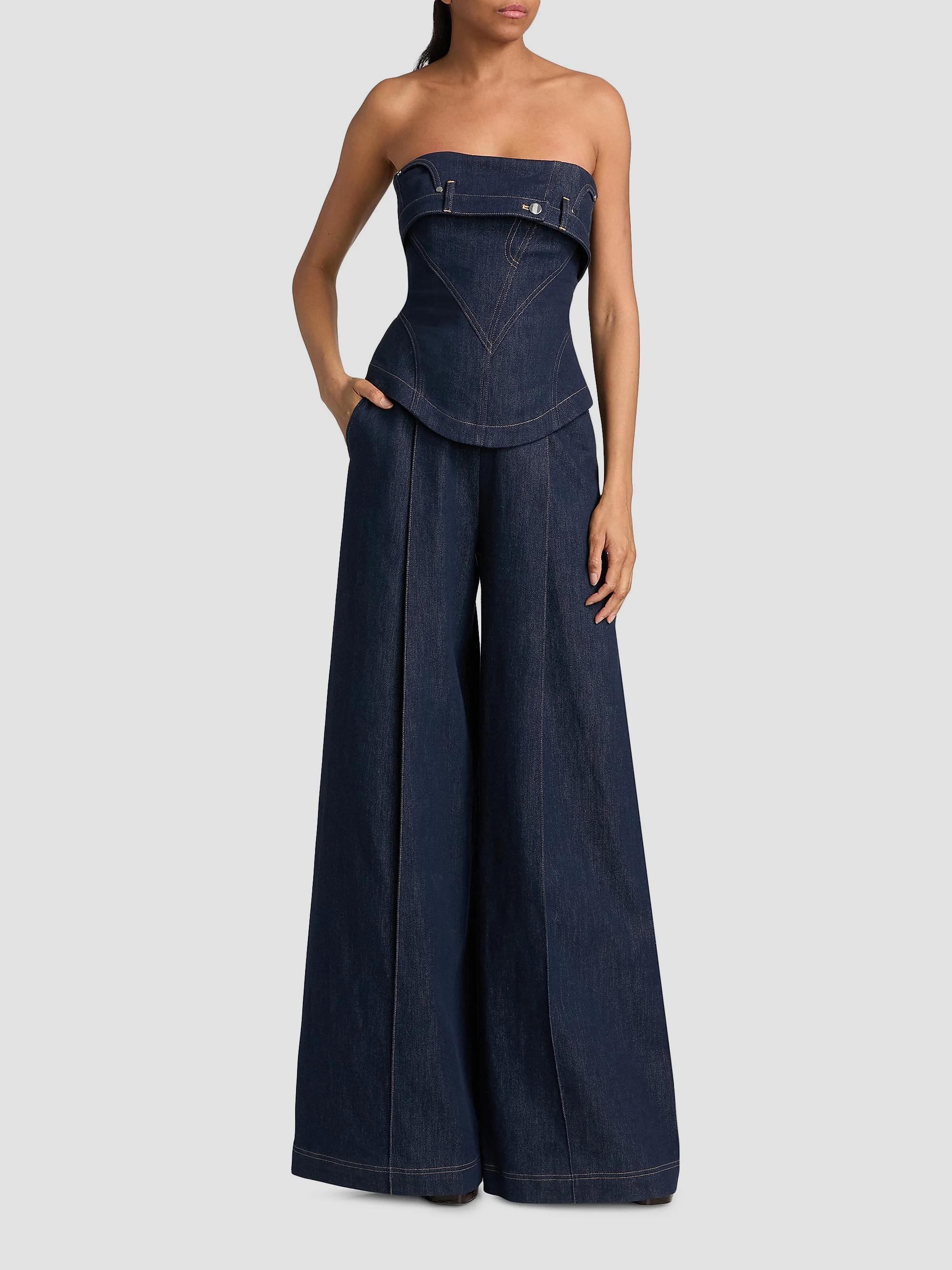 Et Ochs Jordan Denim Corset Wide-Leg Jumpsuit | Saks Fifth Avenue