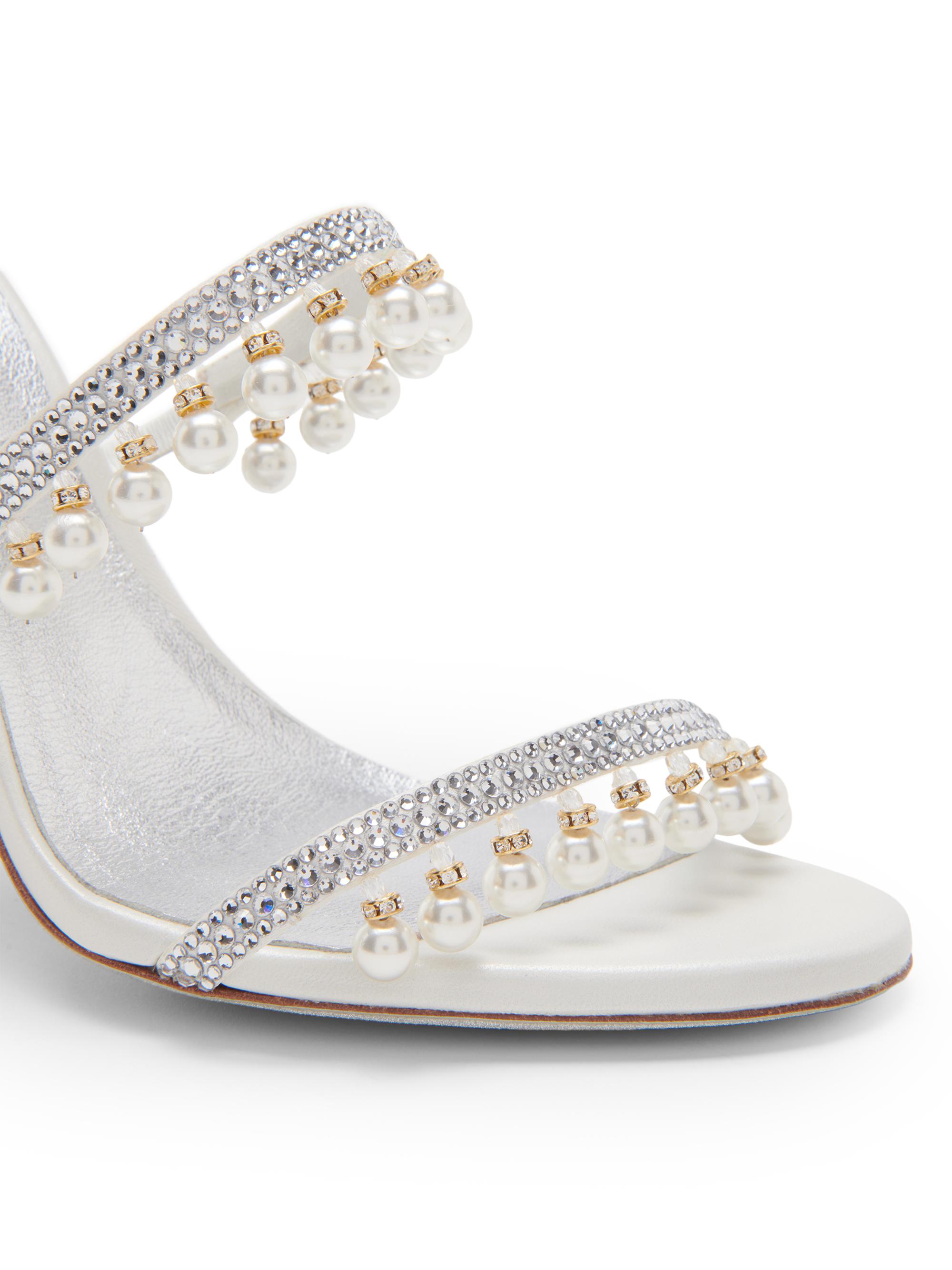 Rene Caovilla 105MM Chandelier Imitation Pearl Satin Sandals