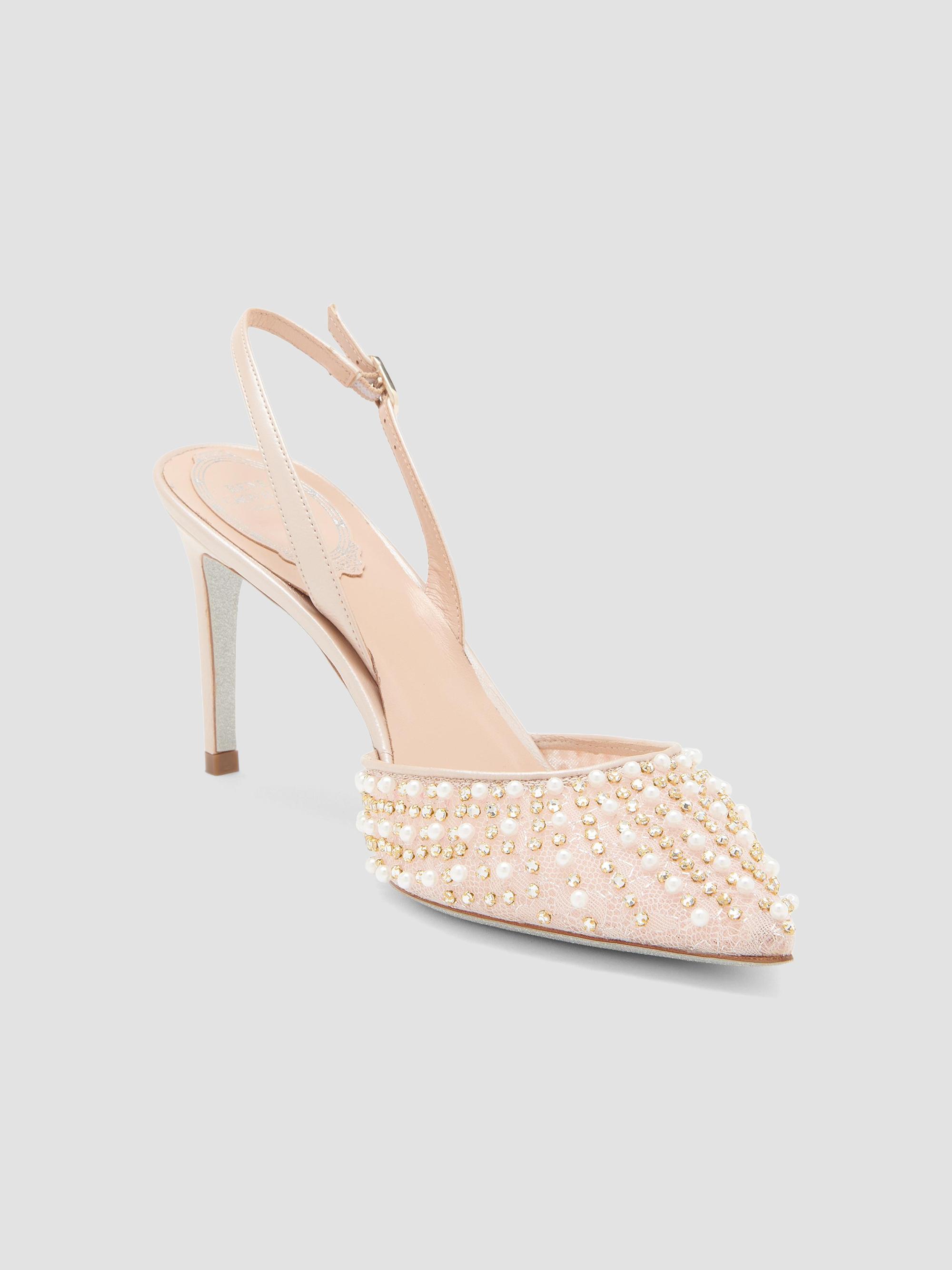 Rene Caovilla Embellished 80MM Lace Slingback Pumps | Saks Fifth
