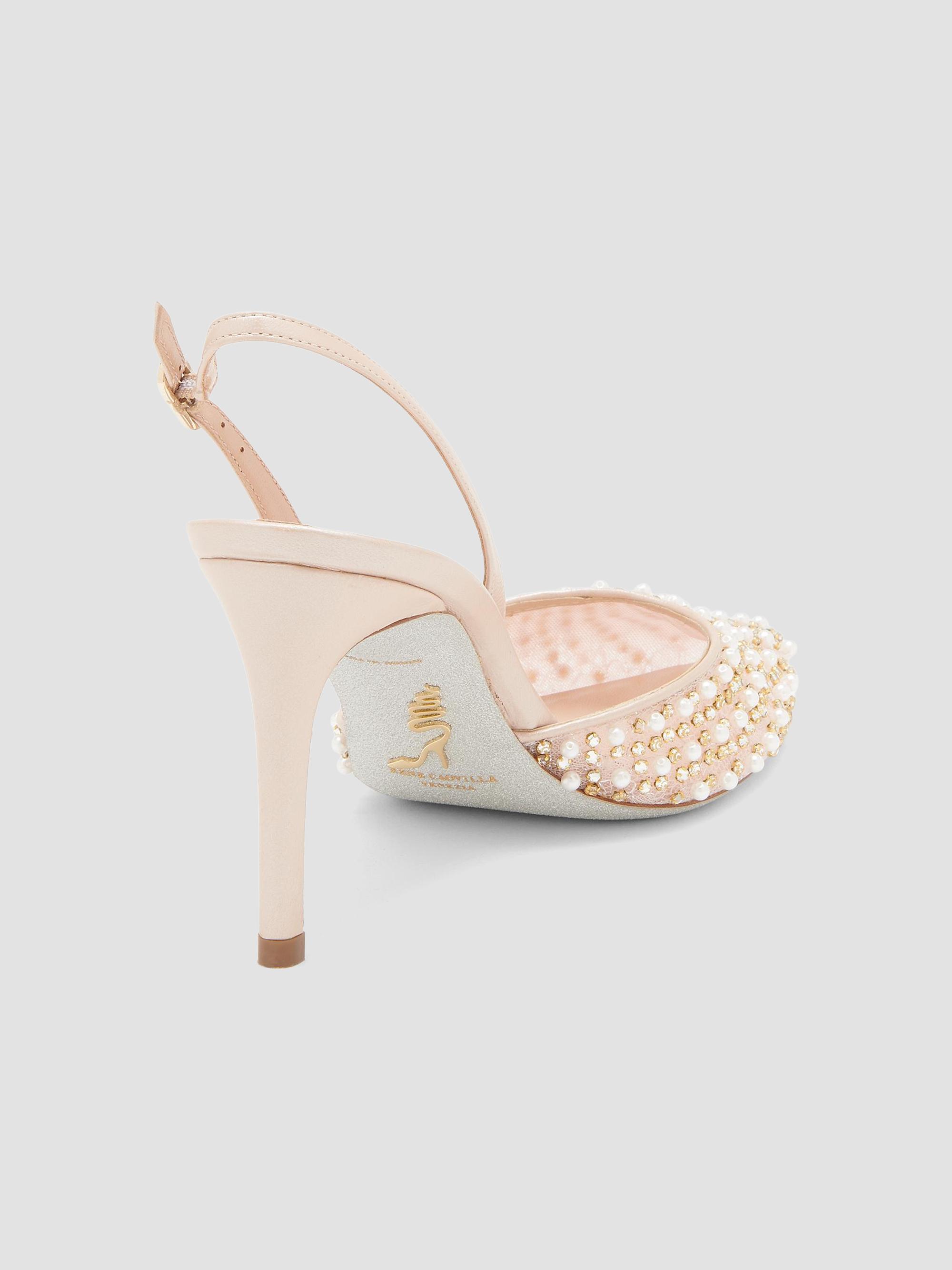 Rene Caovilla Embellished 80MM Lace Slingback Pumps | Saks Fifth