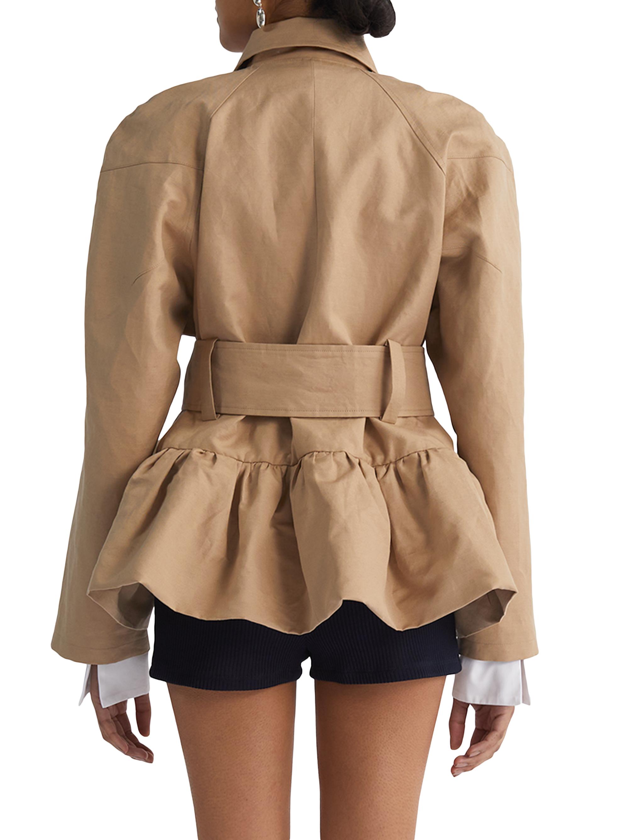 【RAINMAKER】STRETCH BELTED JACKET Liberowe Cotton Twill Belted Peplum Raincoat | Saks Fifth Avenue
