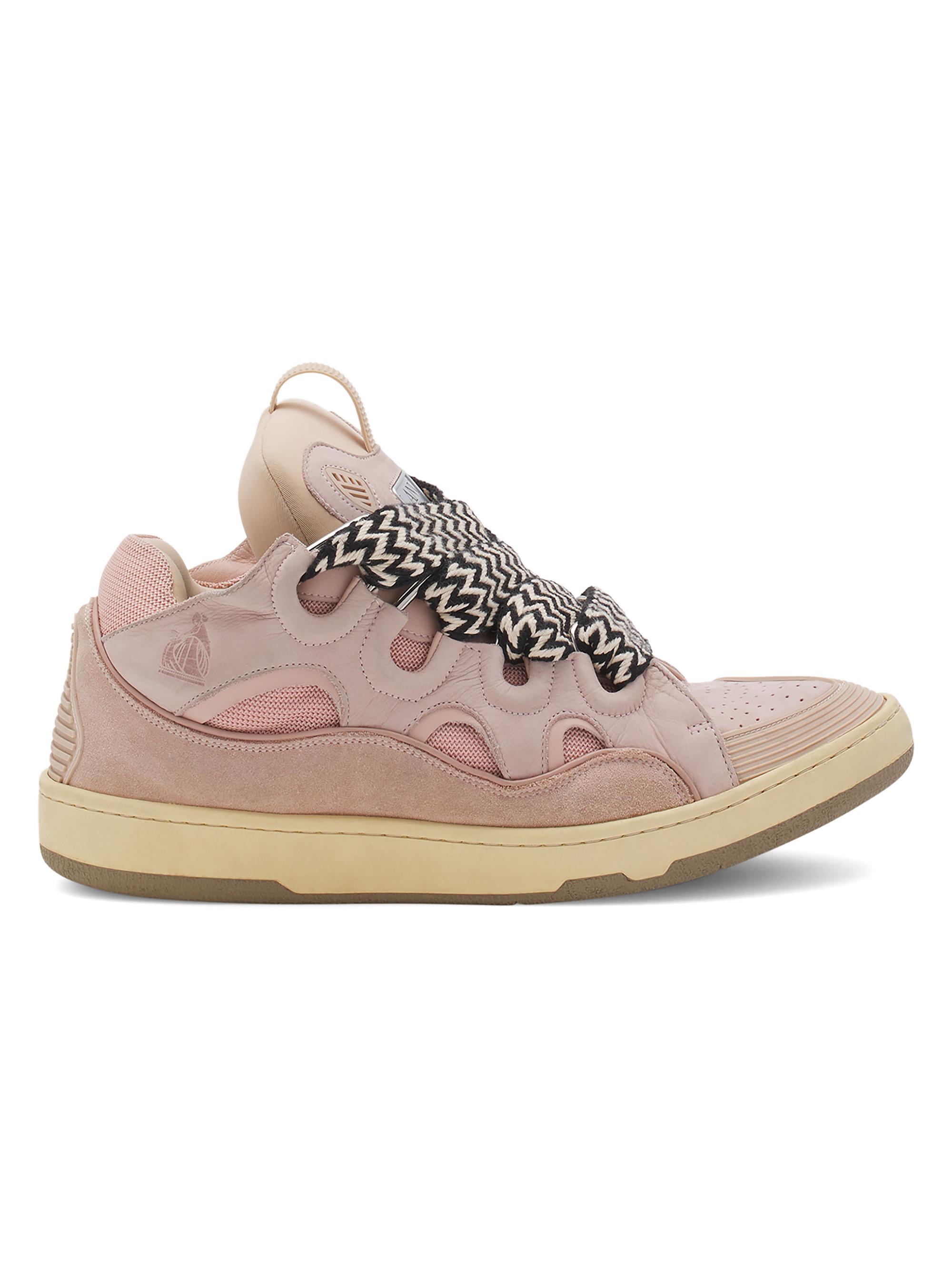 Lanvin Men's Leather Curb Sneakers - Pale Pink