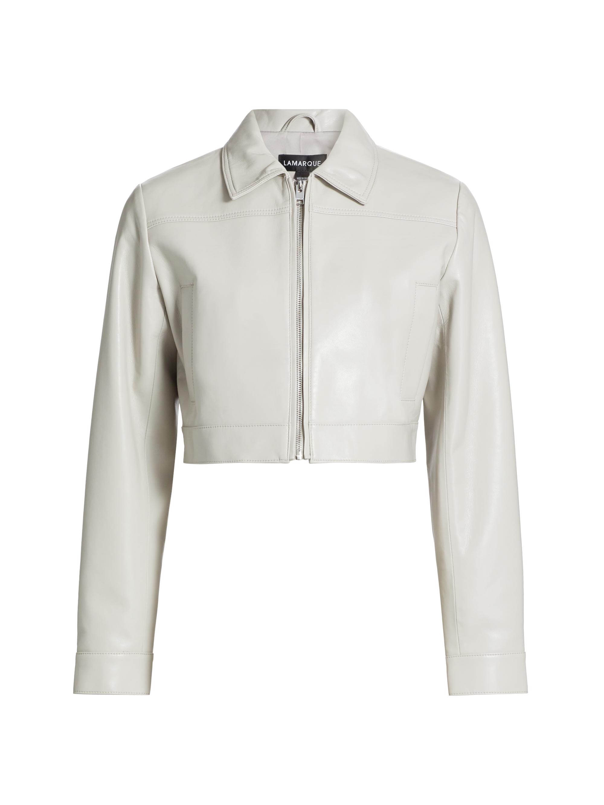 Lamarque Women's Damiana Leather-Blend Shirt Jacket - Dove