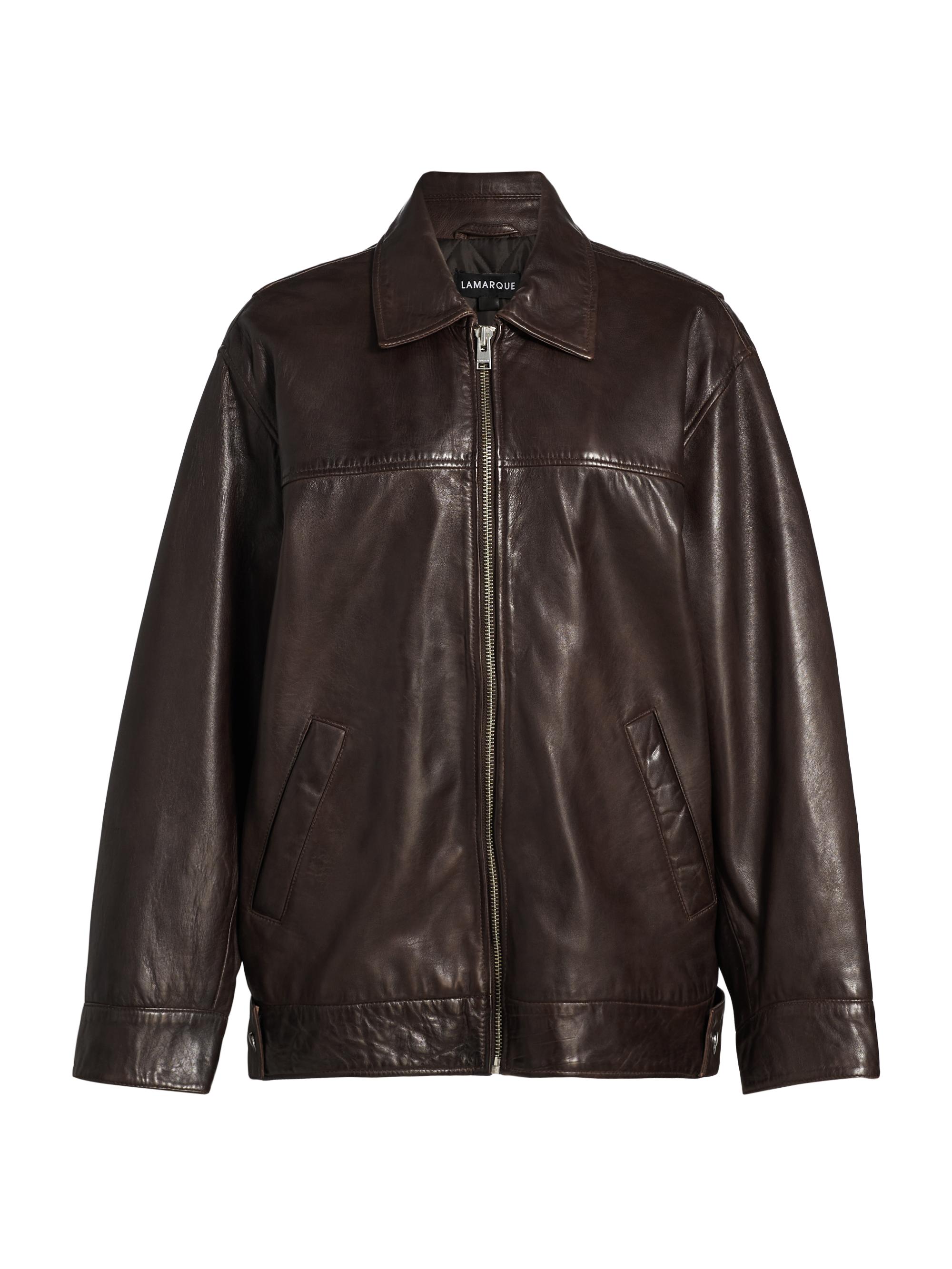 Lamarque Theia Oversized Leather Bomber Jacket | Saks Fifth Avenue