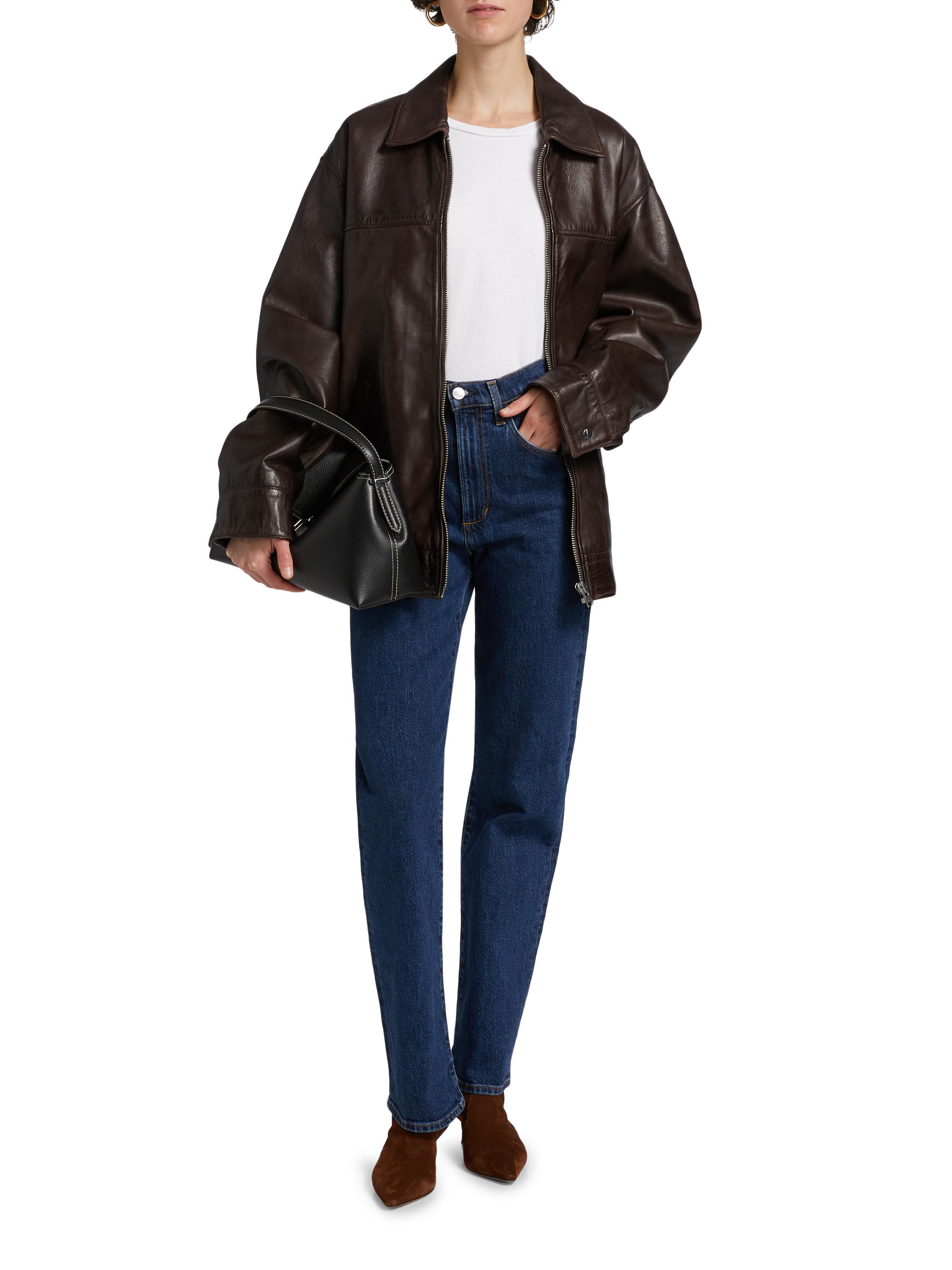 ララ Lamarque Theia Oversized Leather Bomber Jacket | Saks Fifth Avenue
