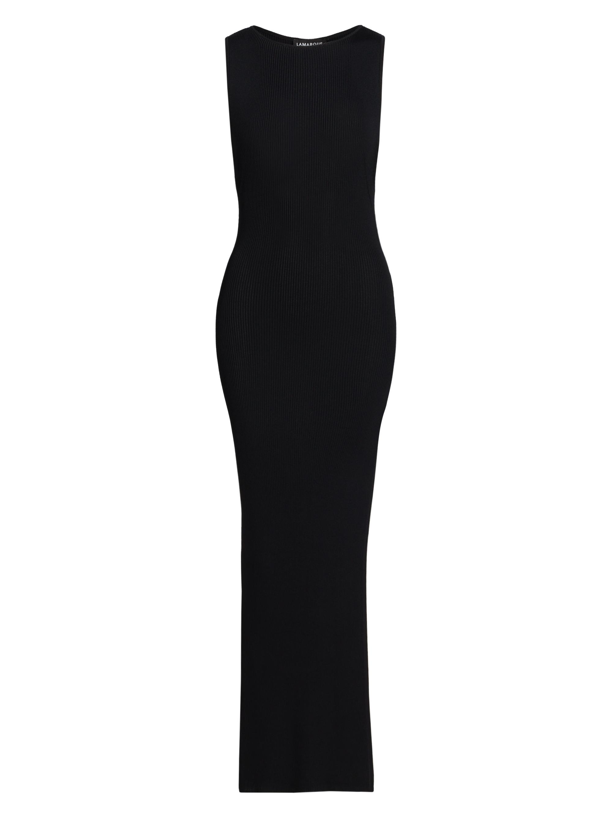 Lamarque Women's Giovanna Rib-Knit Slit Maxi Dress - Black