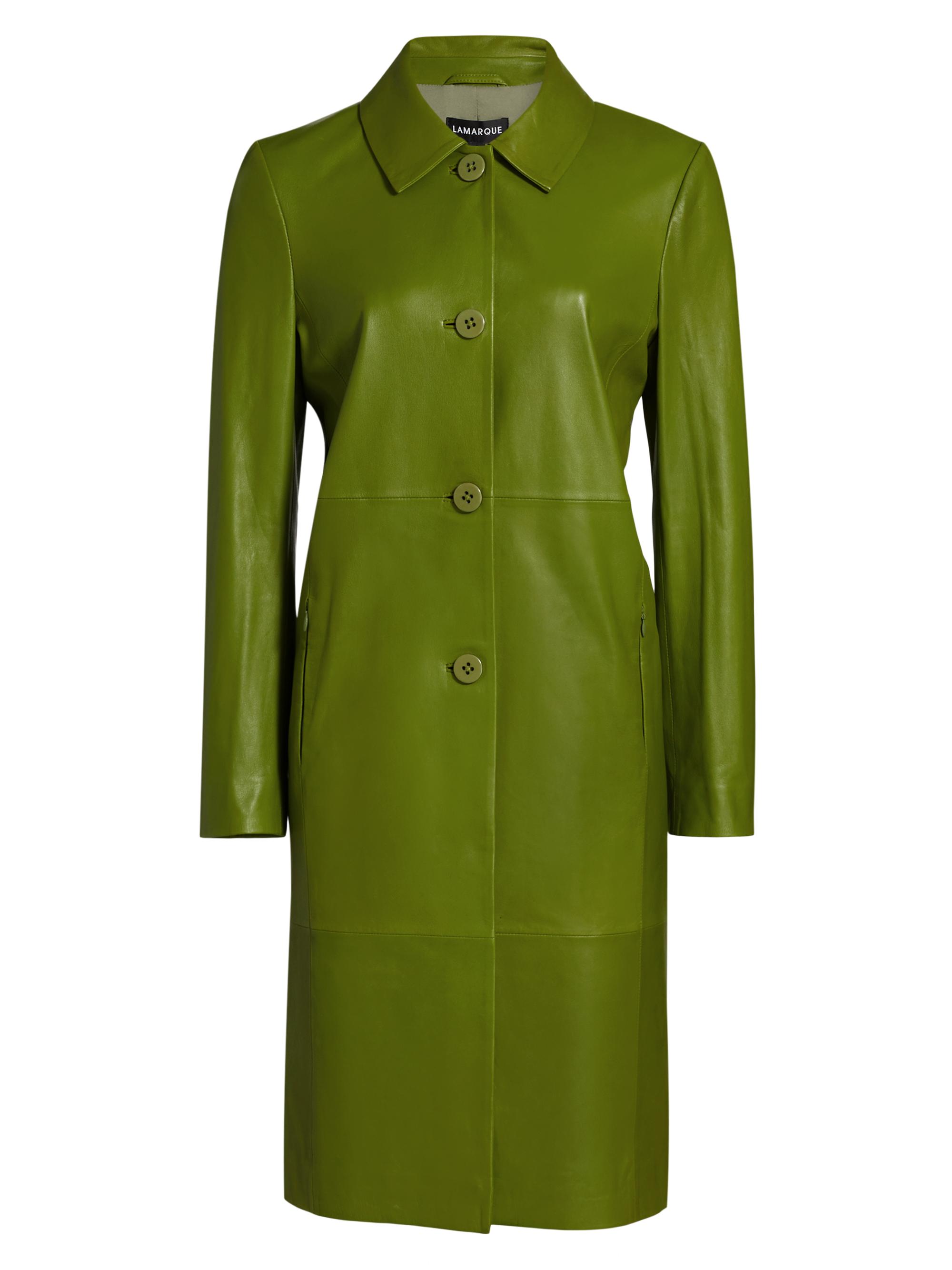 Lamarque Women's Belen Leather Car Coat - Fern