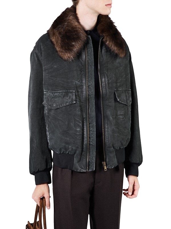 Shop Prada Cotton Blouson Jacket with Shearling Collar Shop Prada Cotton Blouson Jacket with Shearling Collar