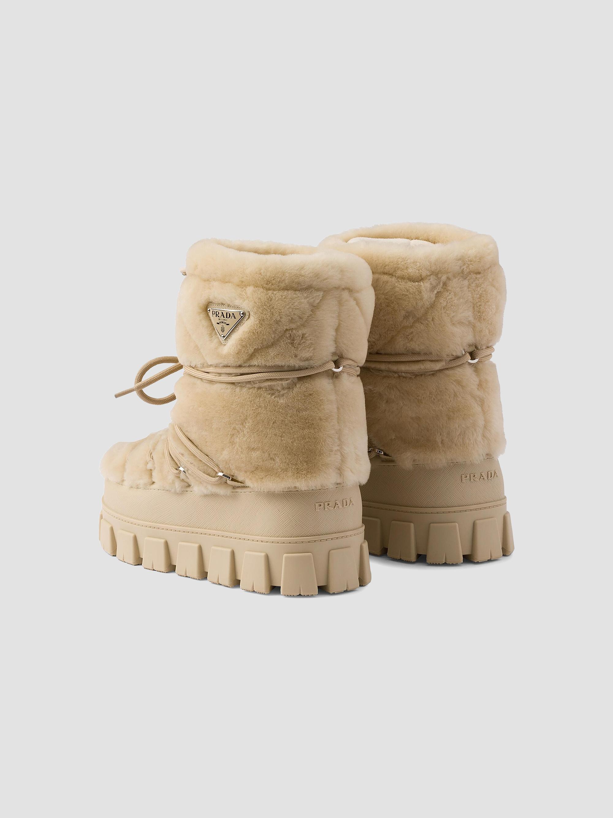 Prada Women's Shearling Après Ski Booties - Beige Khaki | Thumbnail 4