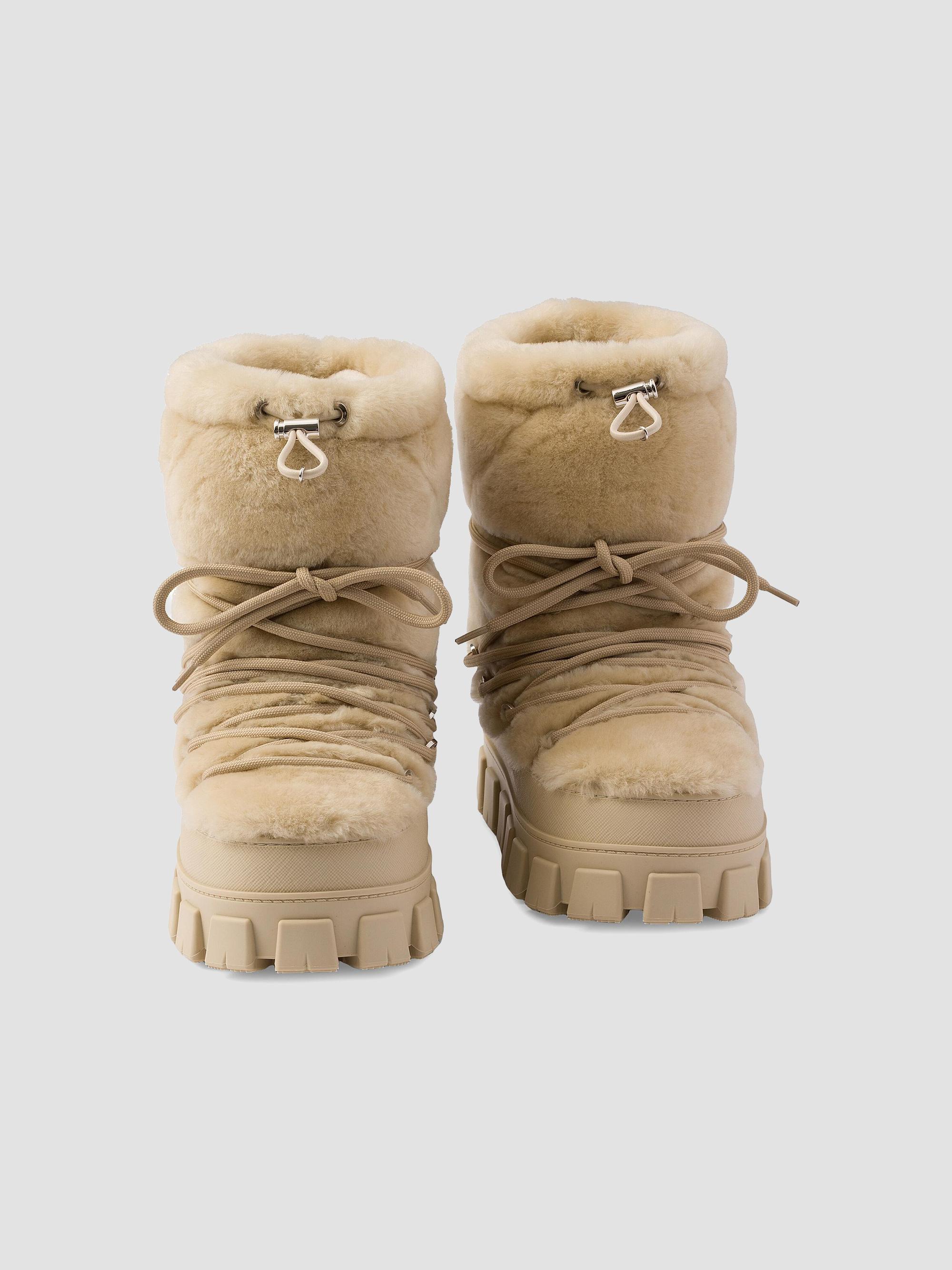 Prada Women's Shearling Après Ski Booties - Beige Khaki | Thumbnail 5