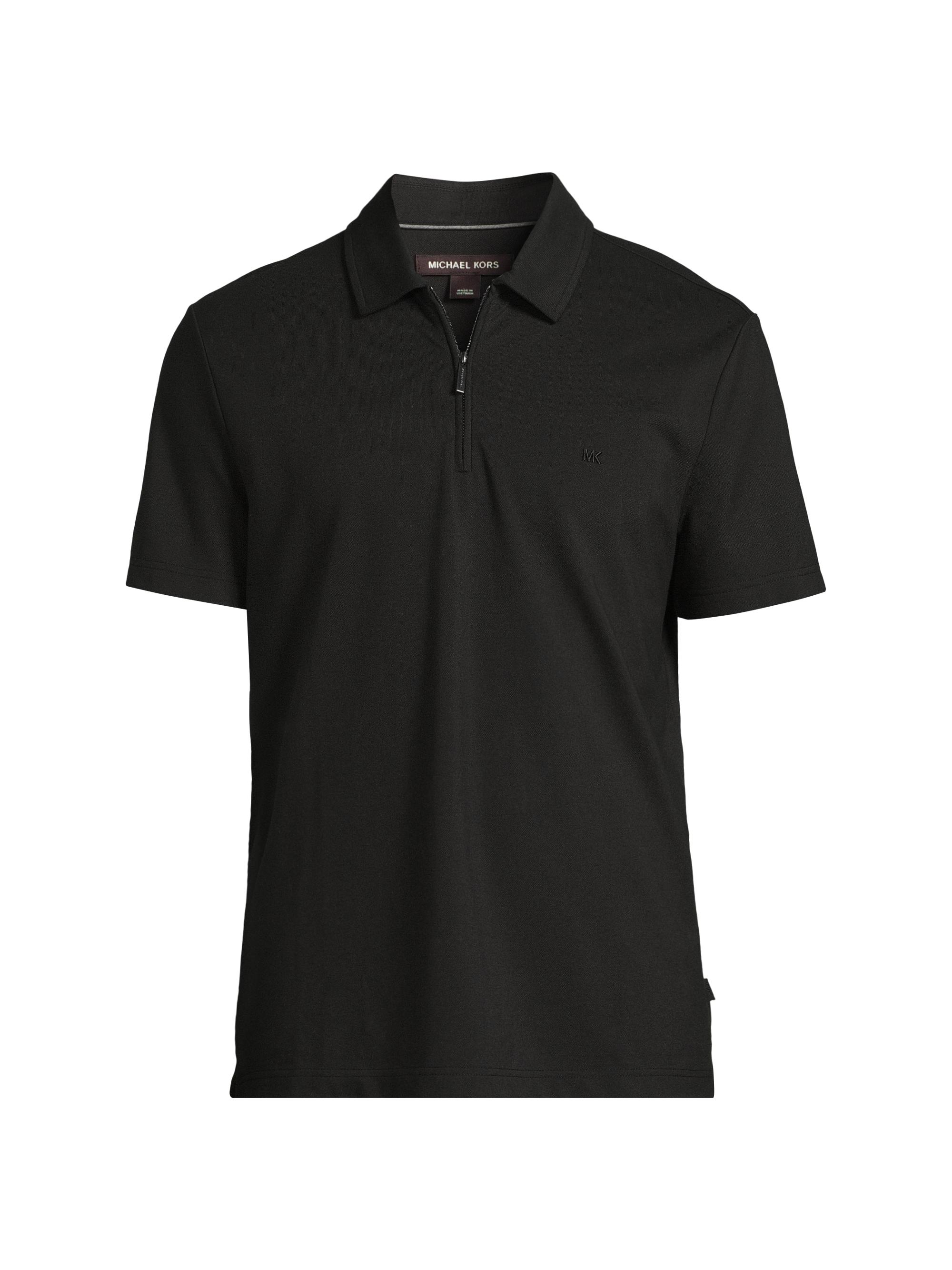 Michael Kors Men's Pique Quarter-Zip Polo Shirt - Black
