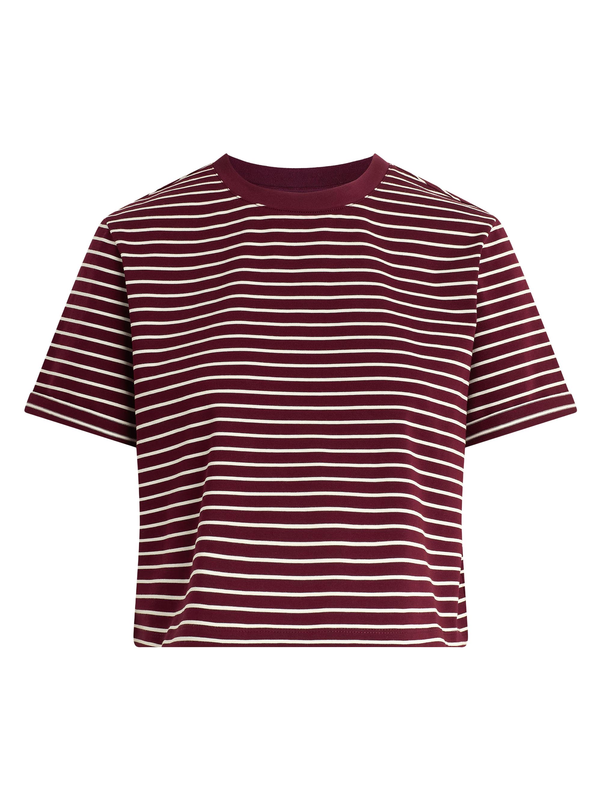 Joe's Jeans Women's The Boxy Striped Cotton Crewneck T-Shirt - Bordeaux Breton Stripe