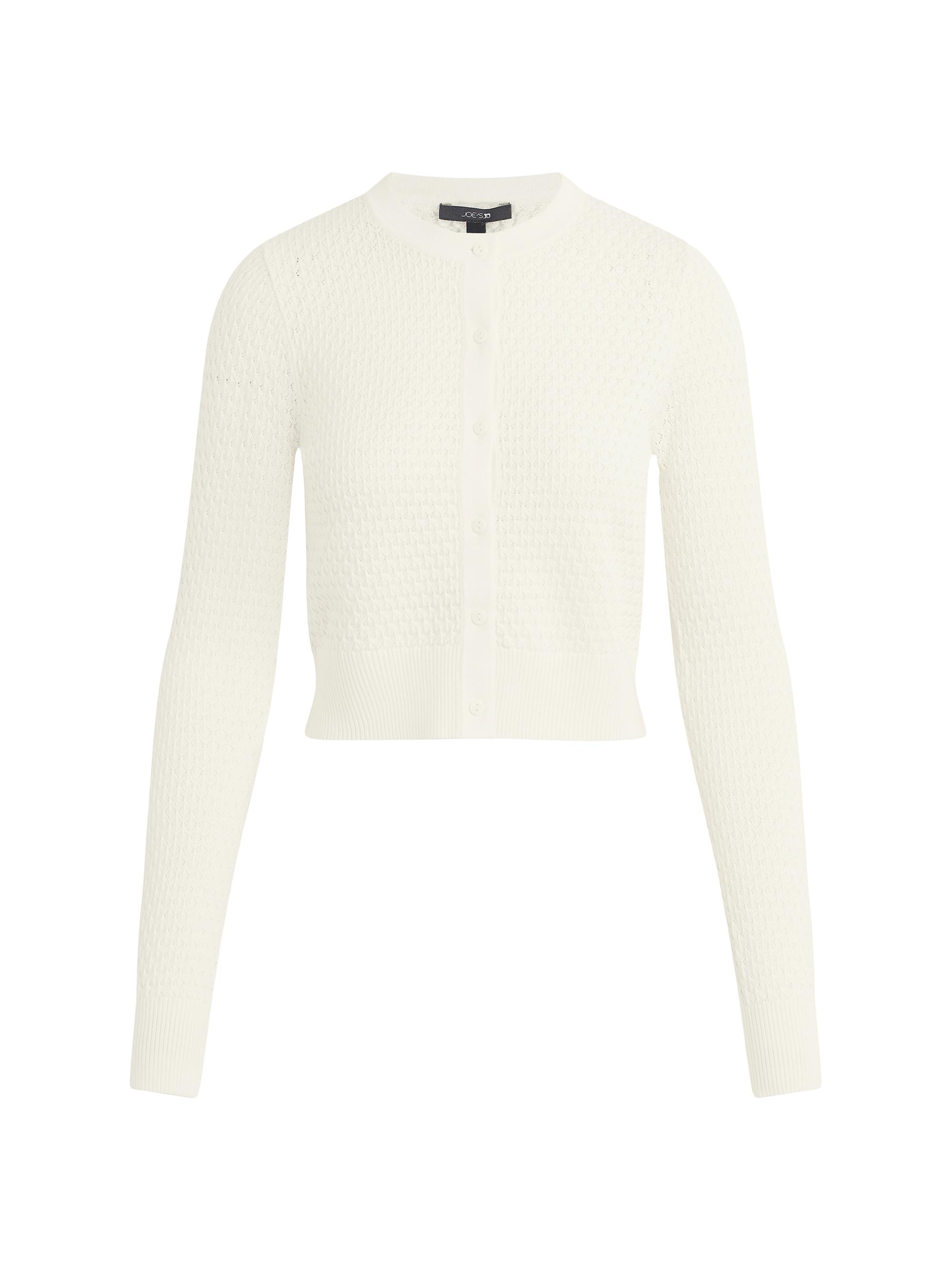 ゆみぞー　Ｐニット　ホワイト Joe's Jeans Dani Pointelle-Knit Cardigan | Saks Fifth Avenue