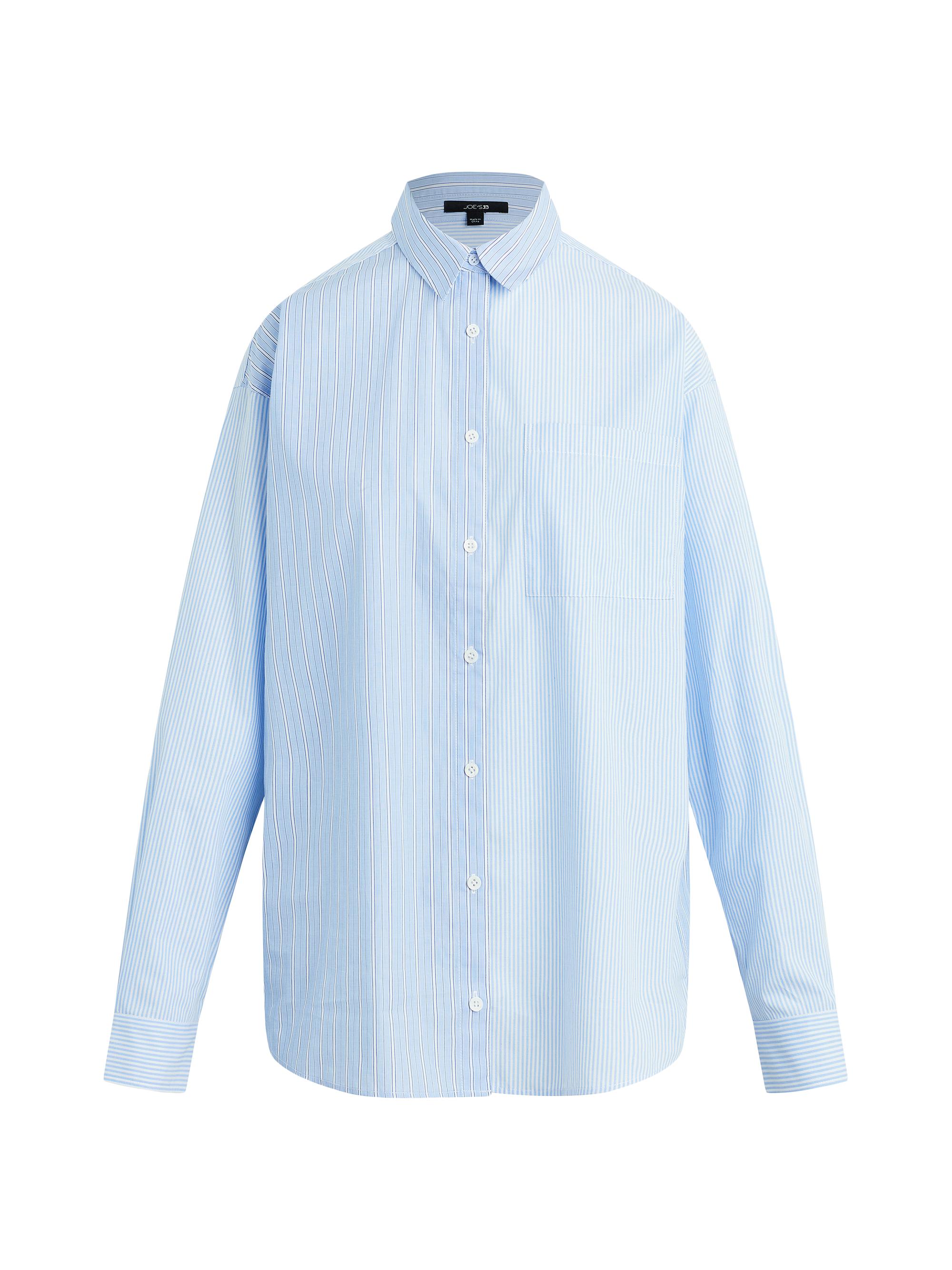 Joe's Jeans Women's Boyfriend Cotton Shirt - Blue White Stripe