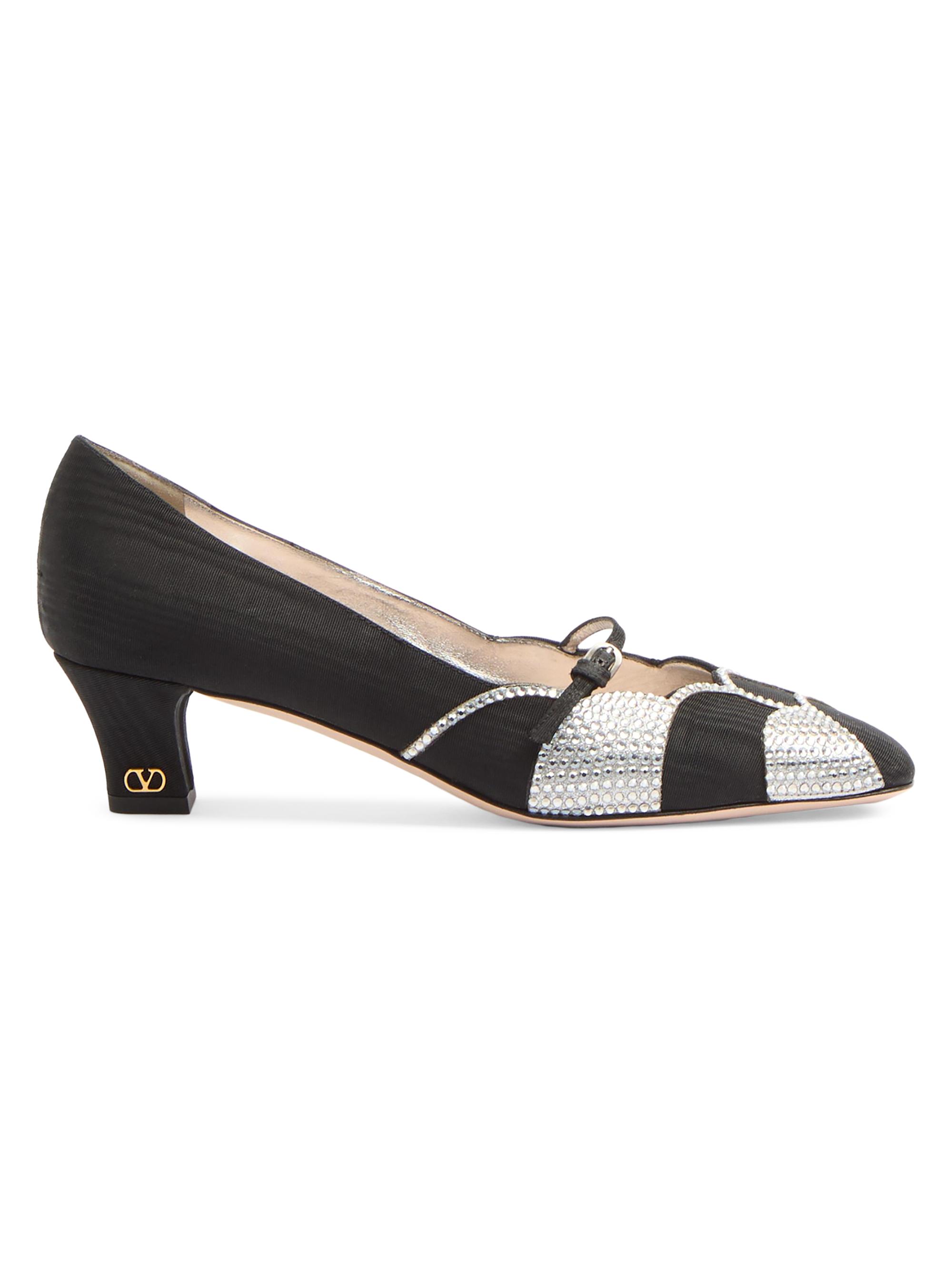 Valentino Garavani Women's Bowow 45MM Pumps in Moirè Fabric with Crystals - Rock Pink Silver