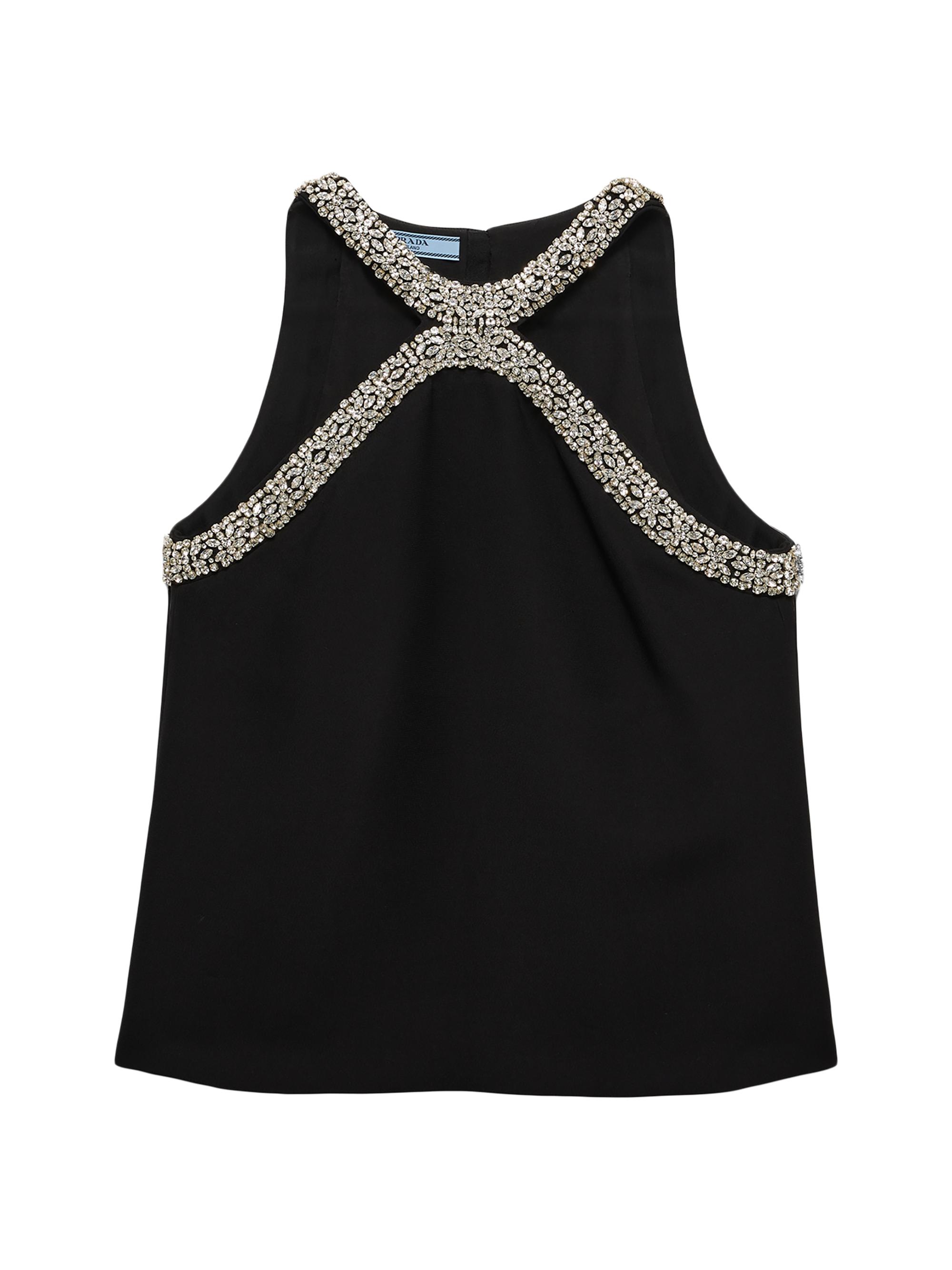 Prada Women's Embroidered Cady Top - Black