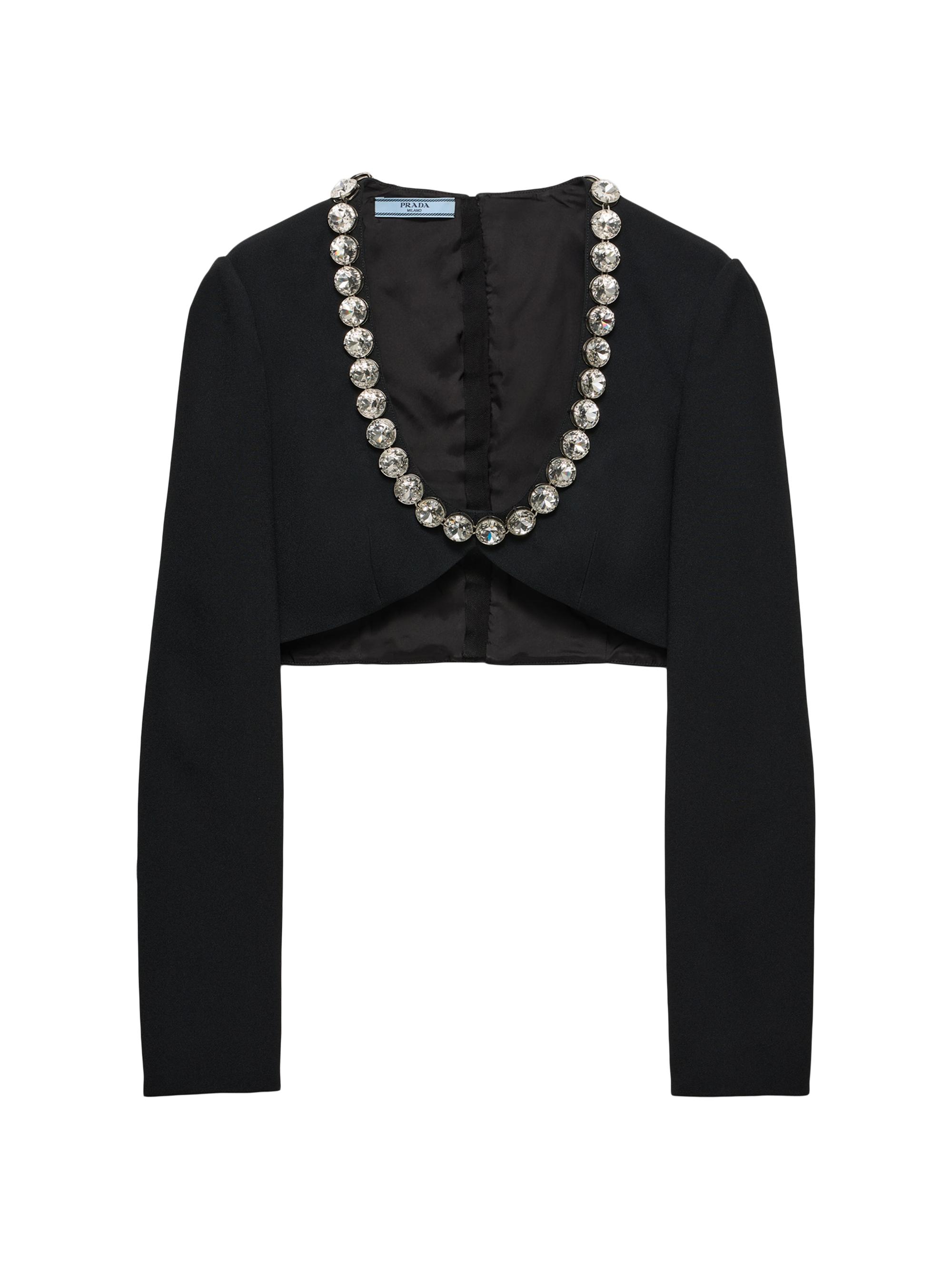 Prada Women's Embroidered Sable Compact Top - Black