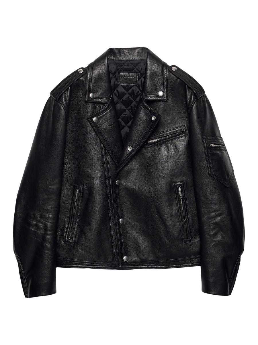 Prada Women's Leather Biker Jacket In Black