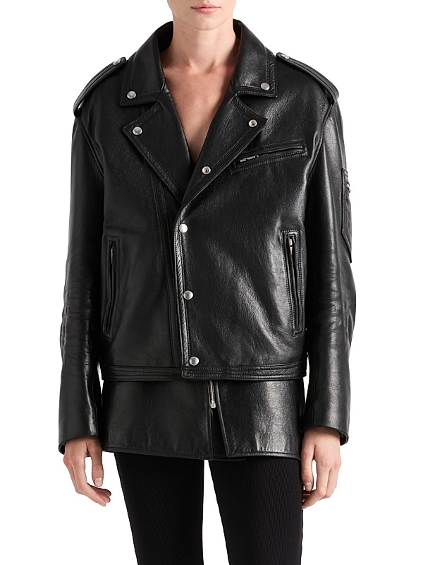 Shop Prada Leather Biker Jacket | Saks Fifth Avenue Shop Prada Leather Biker Jacket | Saks Fifth Avenue