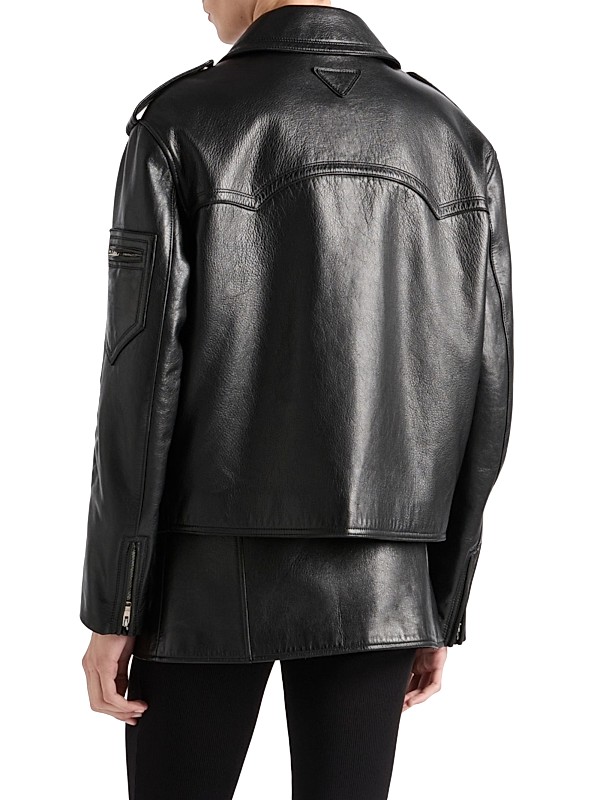 Shop Prada Leather Biker Jacket | Saks Fifth Avenue Shop Prada Leather Biker Jacket | Saks Fifth Avenue