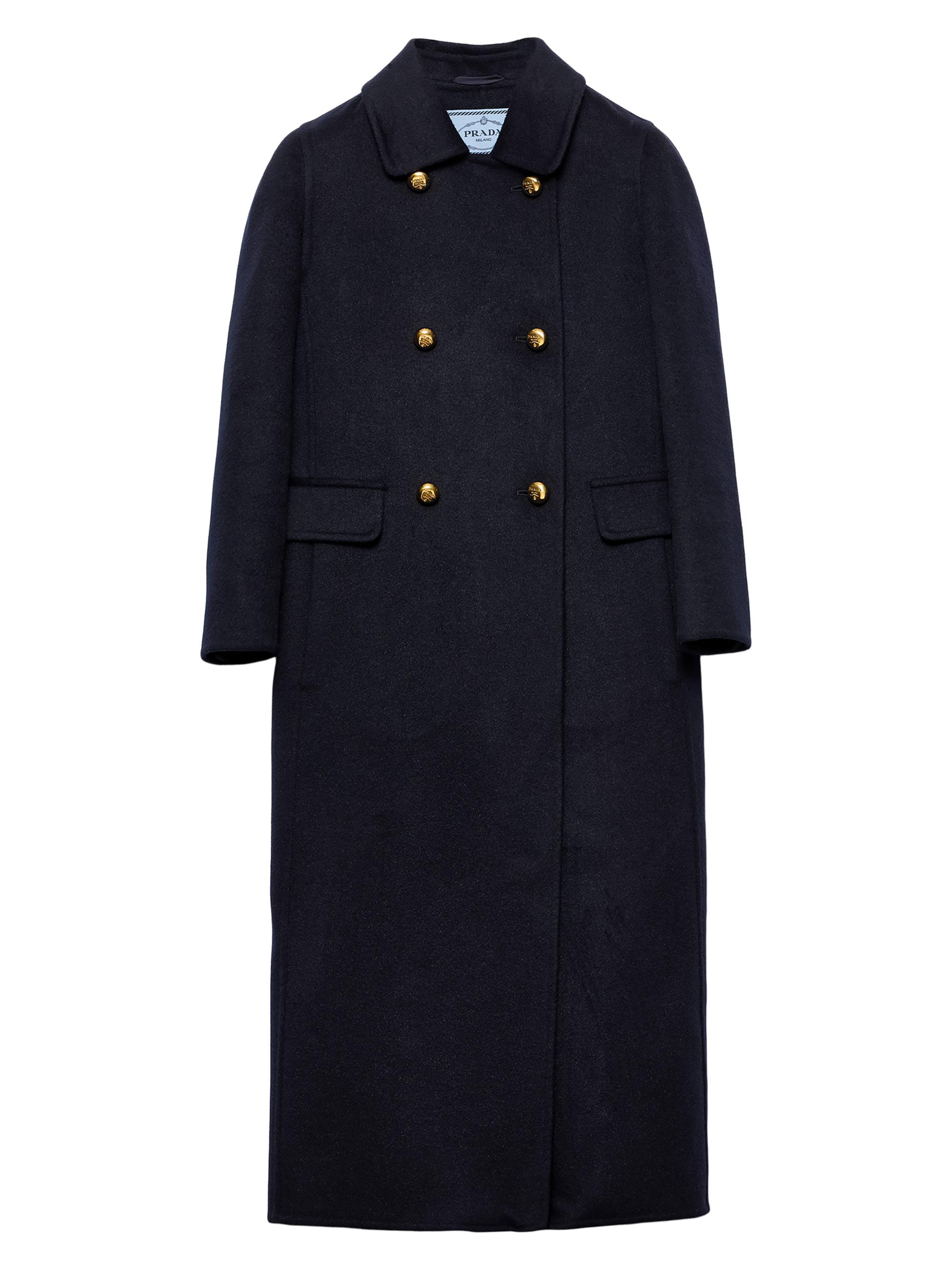 Prada Women's Double Breasted Cashgora Coat - Blue