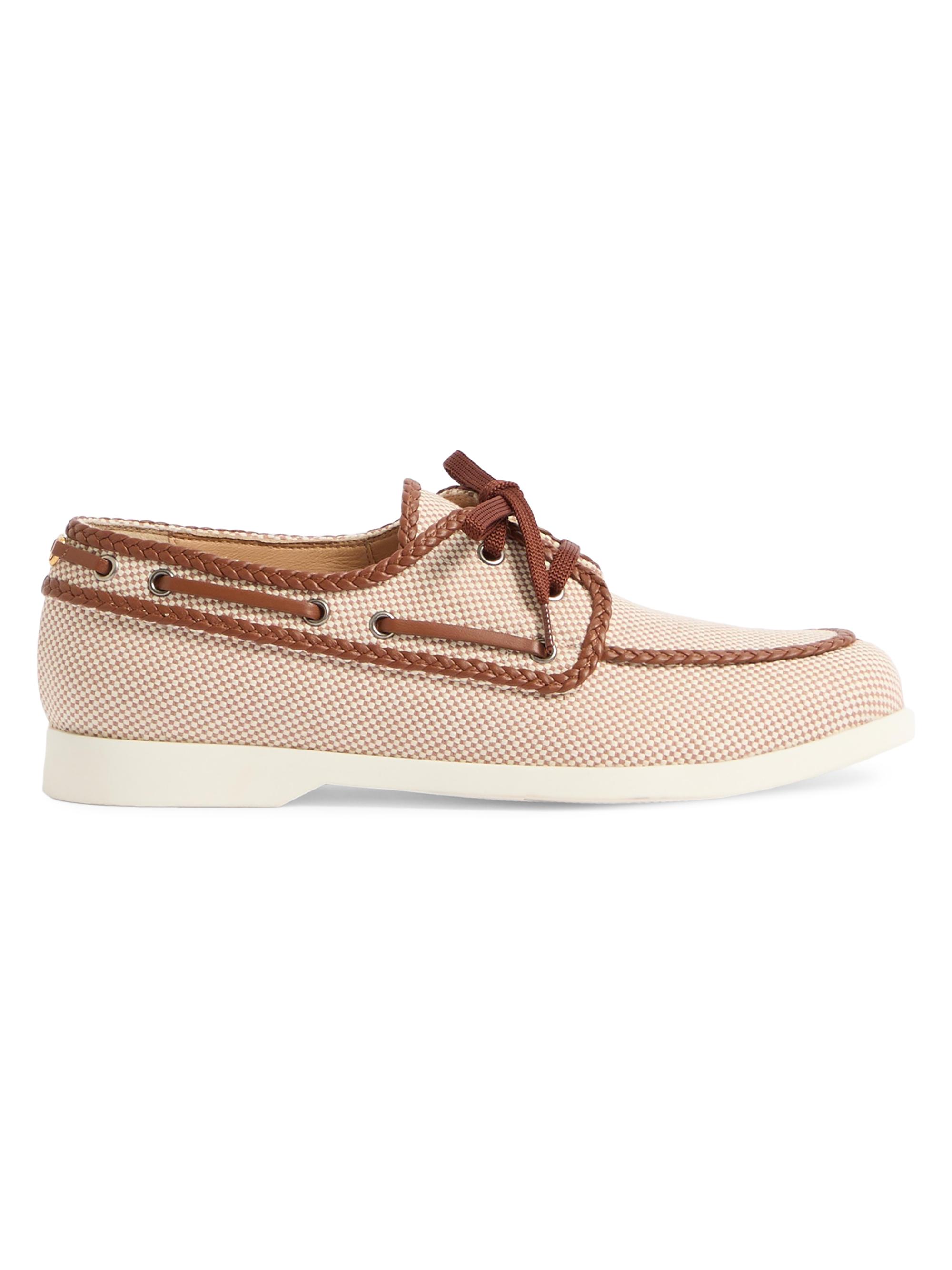 Valentino Garavani Men's Palm Avenue Canvas and Nappa Boat Shoes - Beige
