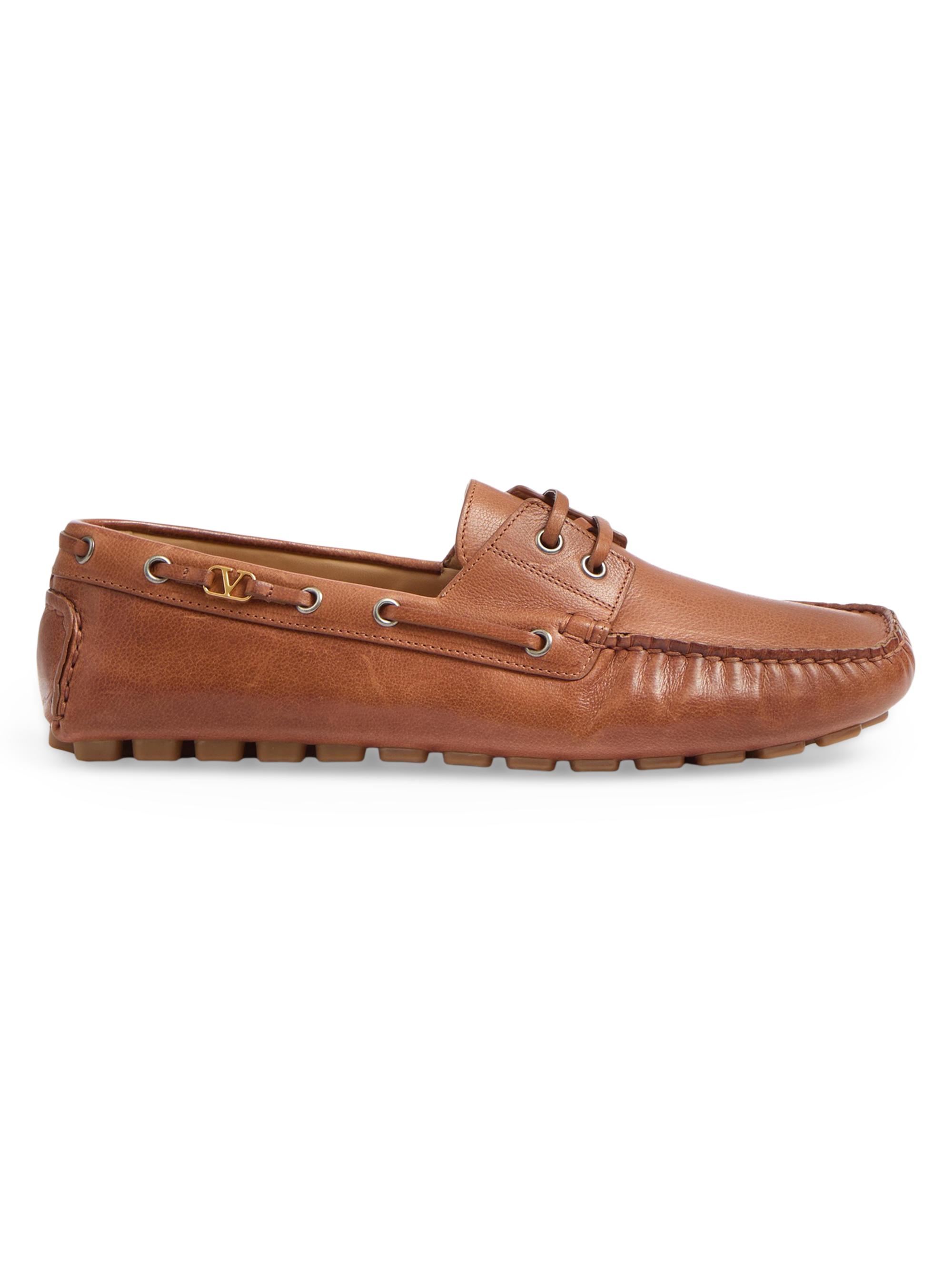 Valentino Garavani Palm Avenue Crust and Nappa Leather Boat Shoe