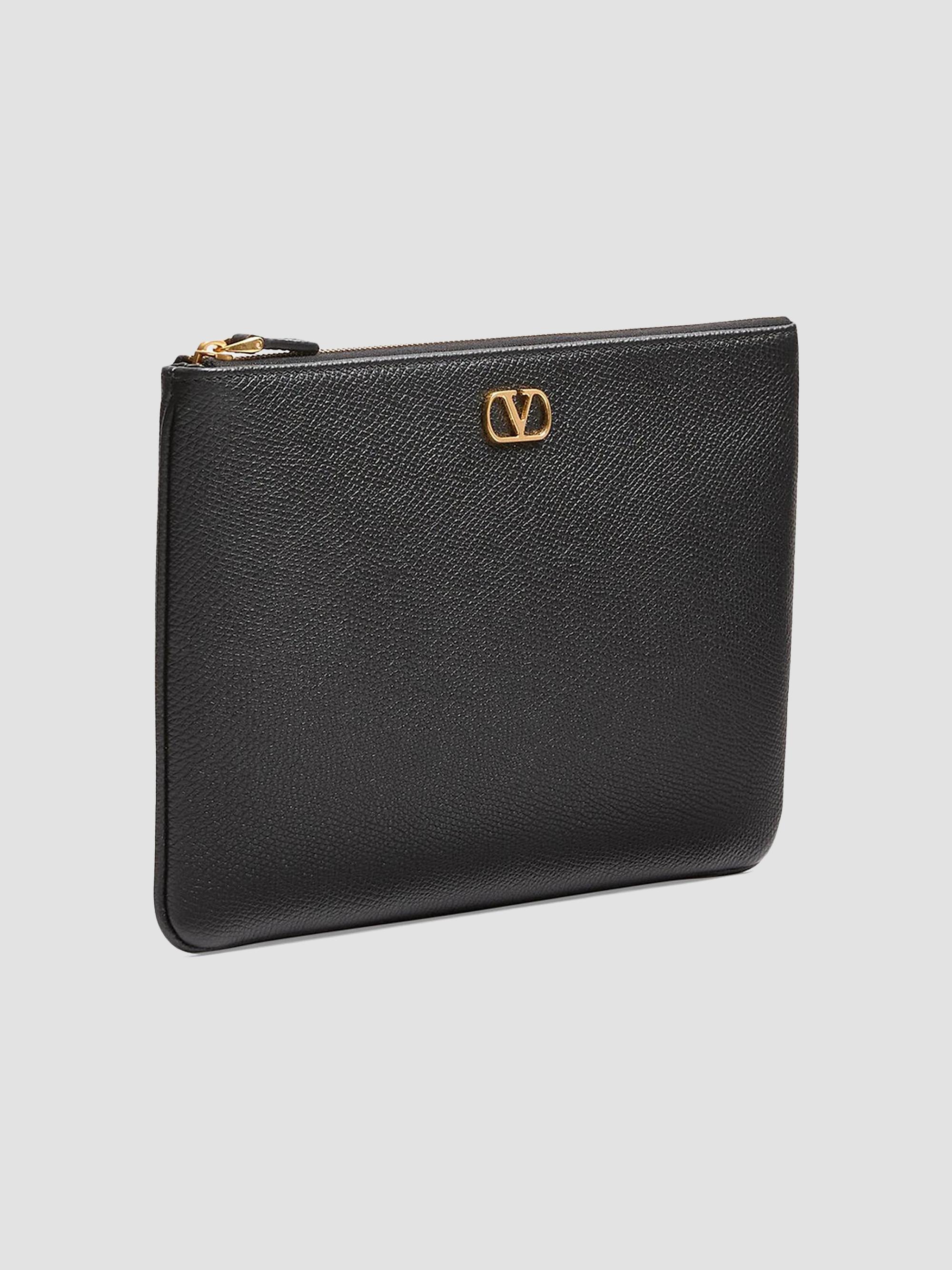 Valentino Garavani VLogo Signature Grainy Calfskin Clutch Bag