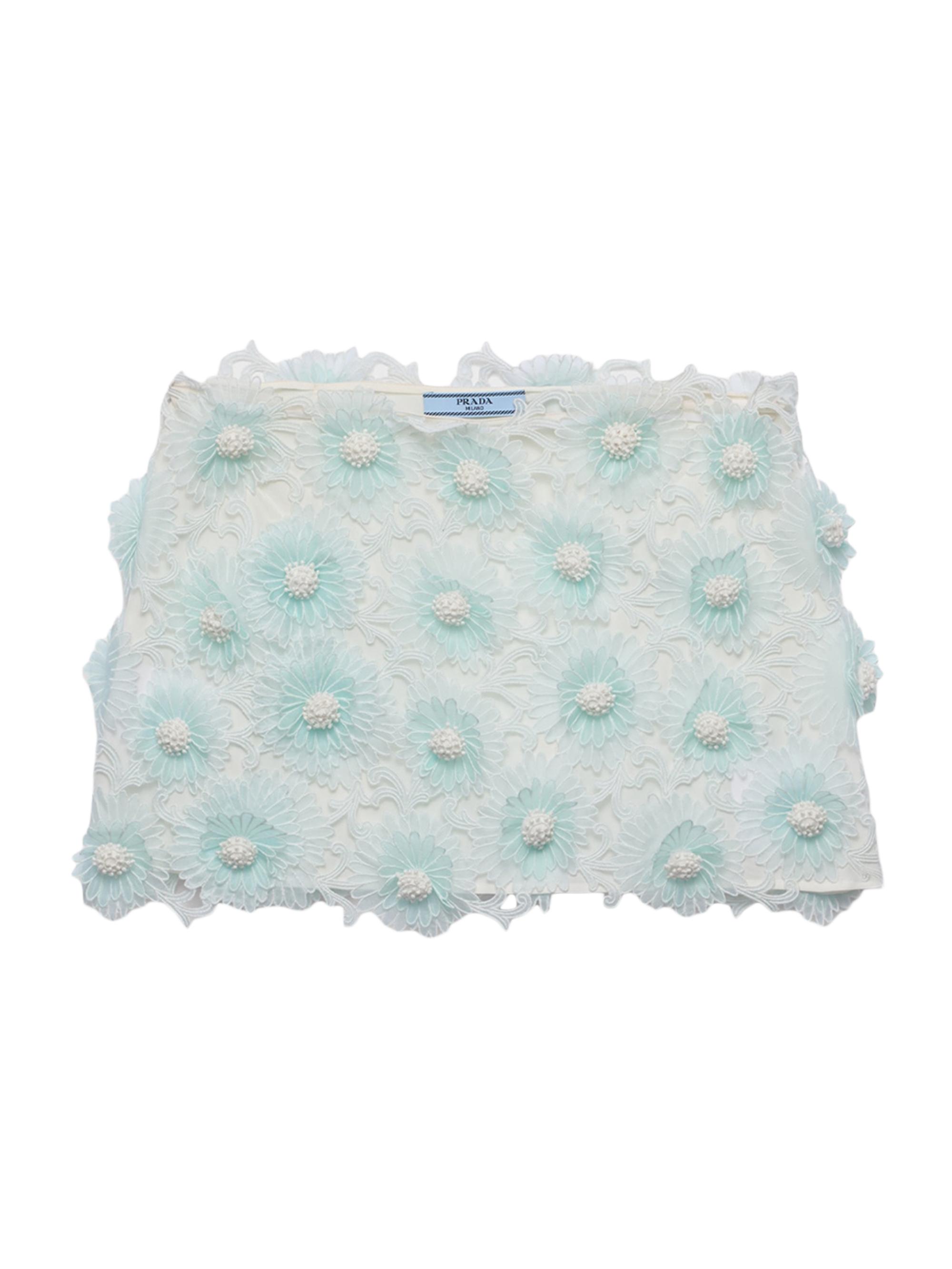 Prada Women's Floral Guipure Lace Miniskirt - Light Green