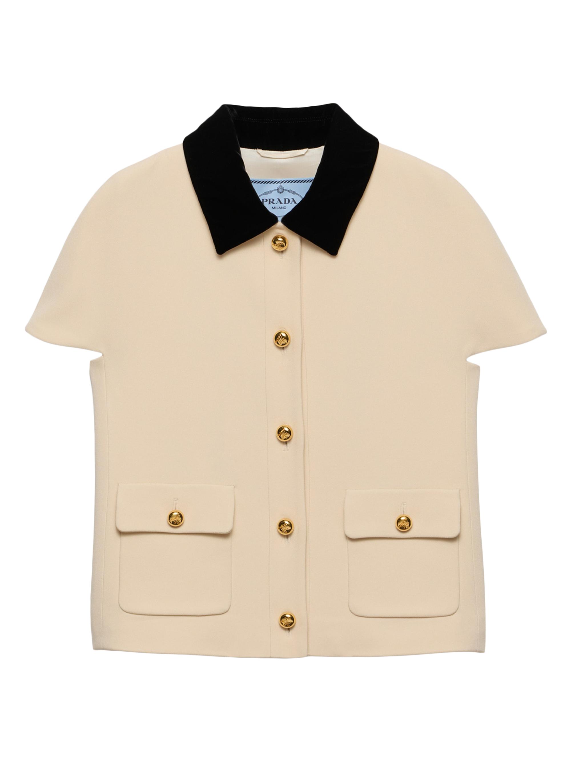 Prada Women's Sable Compact Short Sleeved Jacket - Beige Khaki
