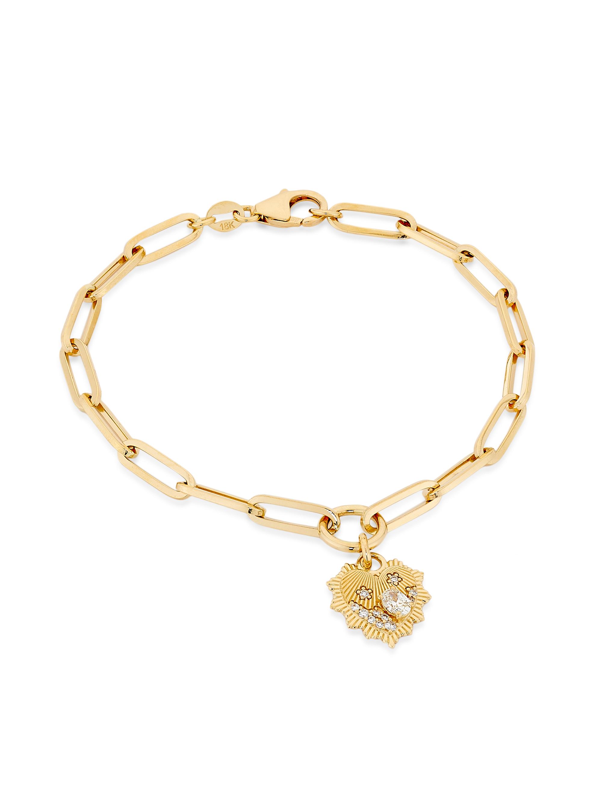 Foundrae Women's Heart 18K Yellow Gold & 0.23 TCW Diamond Charm Bracelet - Yellow Gold
