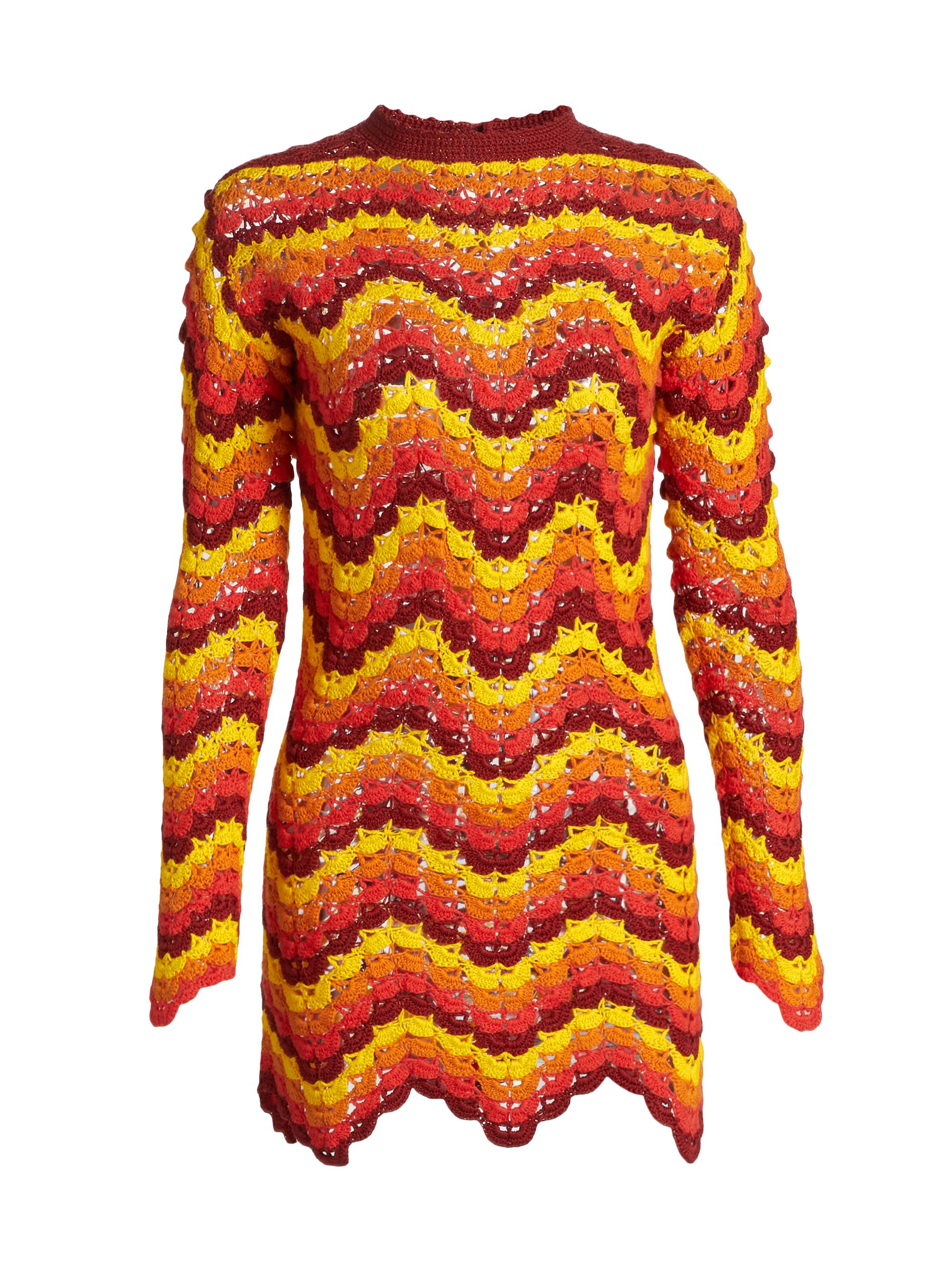 Escvdo Women's Safi Chevron Minidress - Yellow Orange Tangerine