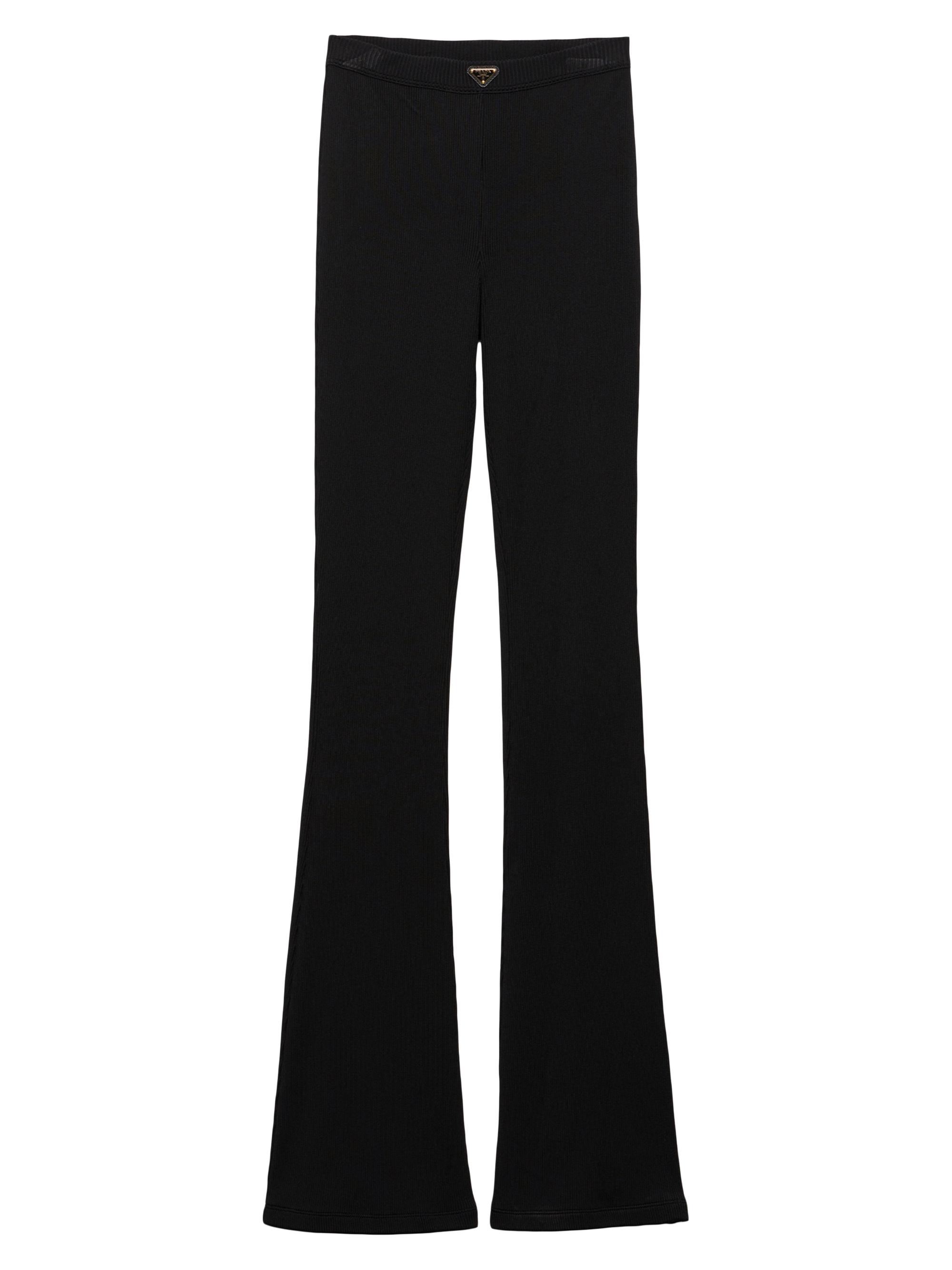 Prada Women's Ribbed Knit Jersey Pants - Black