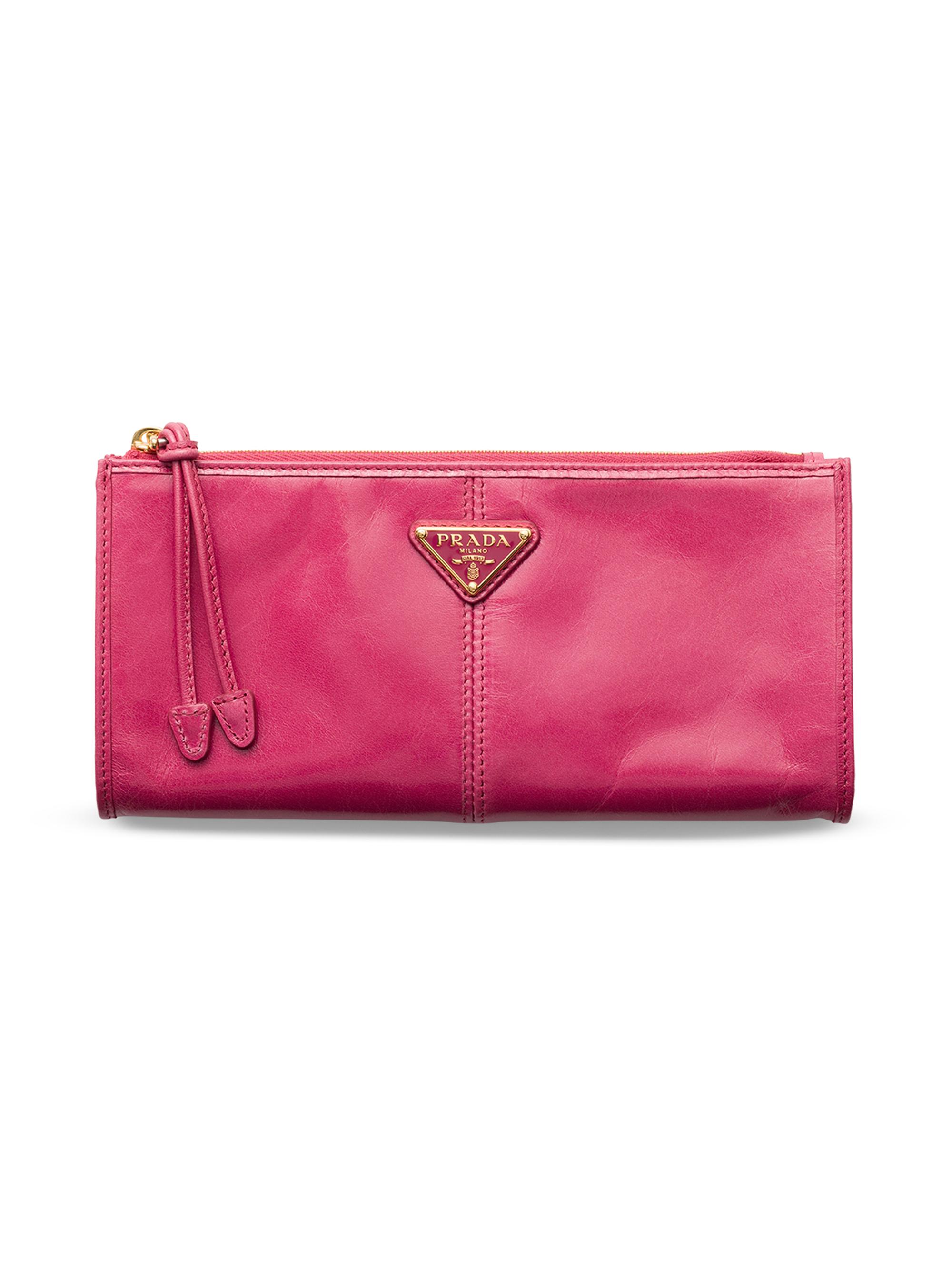 Prada Women's Leather Pouch - Dark Pink