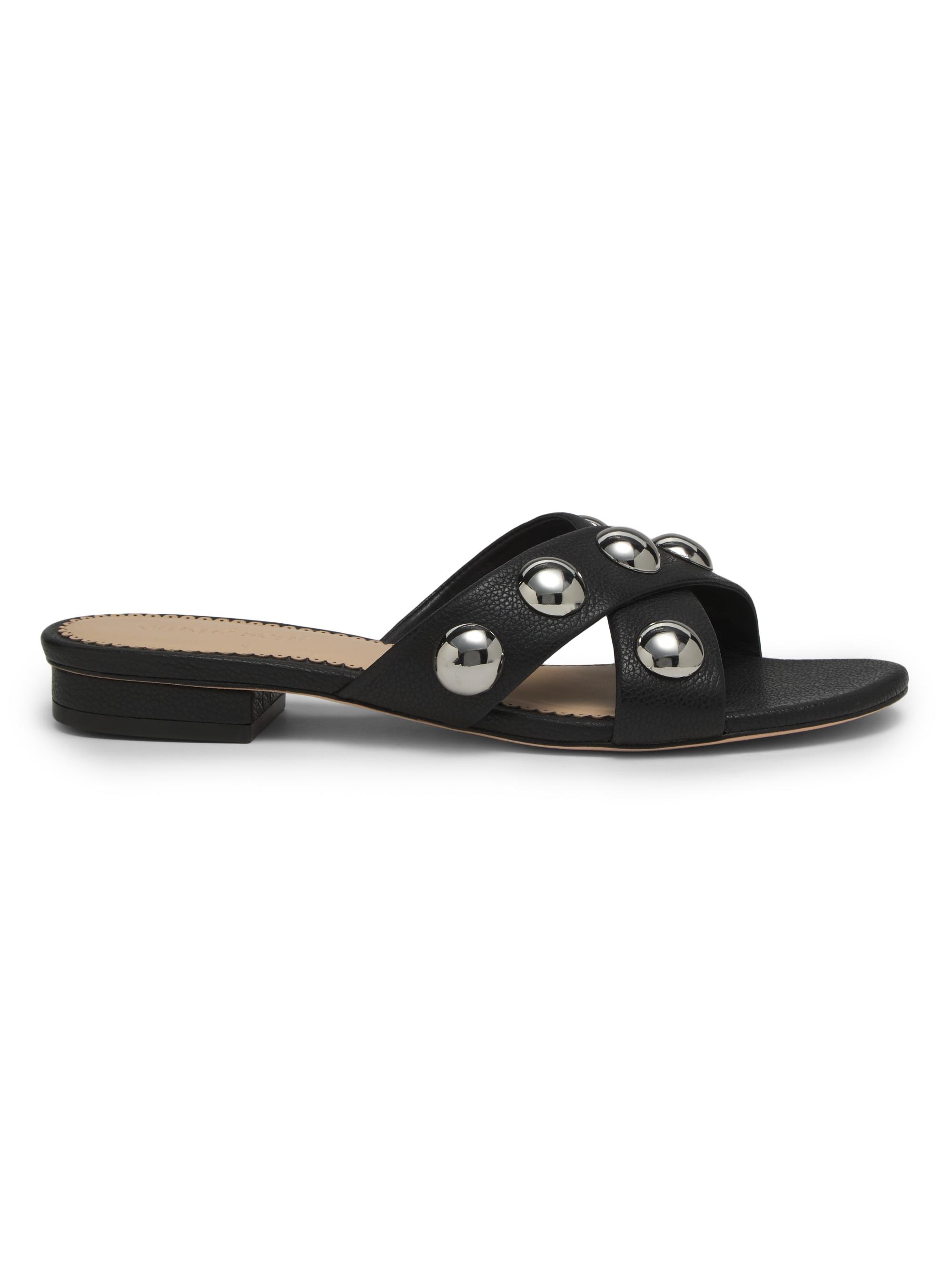 CINQ A SEPT Women's Grace Studded Leather Sandals - Black