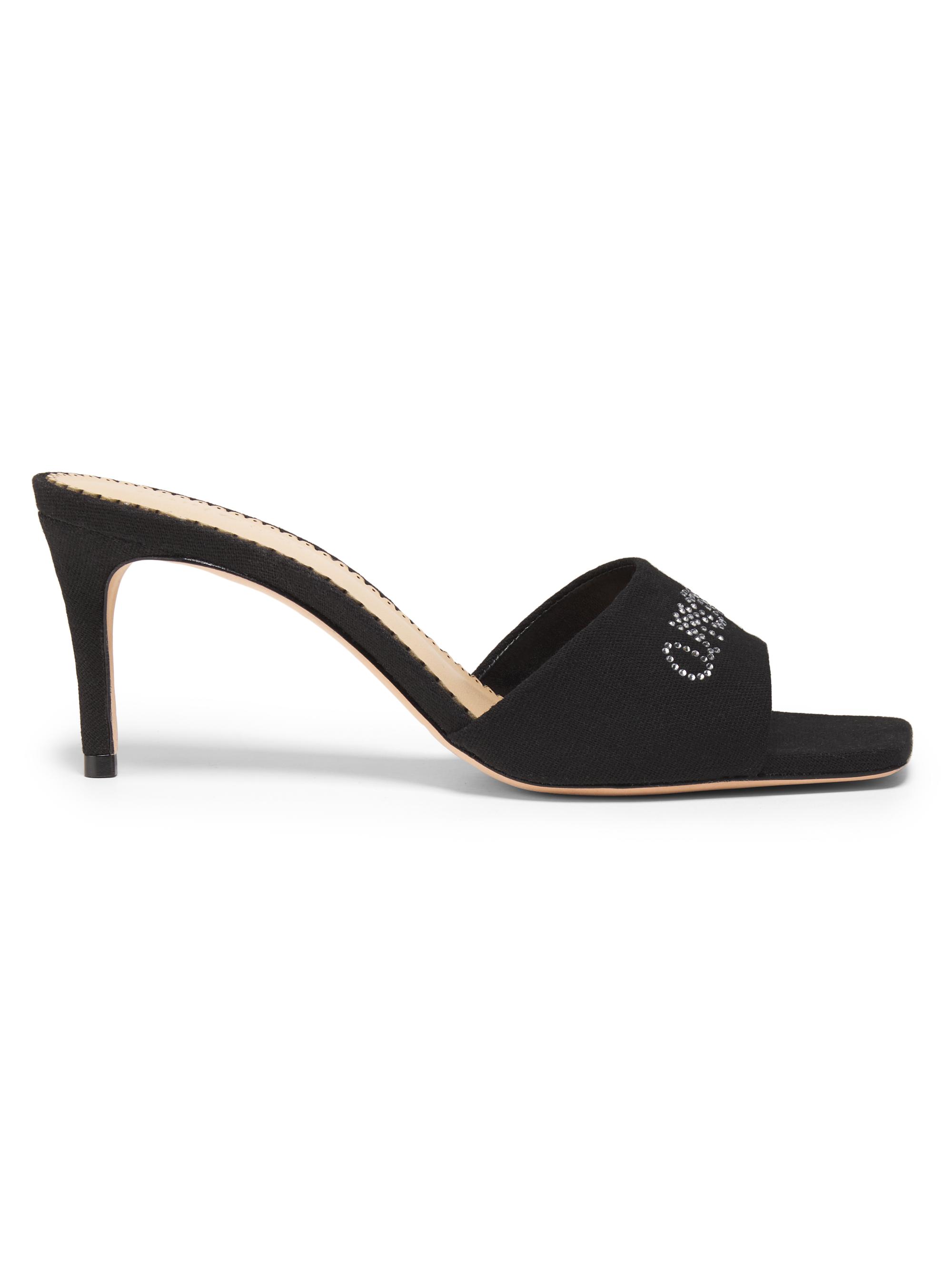 Cinq à Sept Women's June 70MM Heatset Crystal-Embellished Linen Mules - Black Crystal