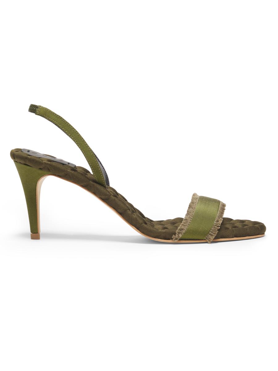 Aera Women's Claudia 75mm Grosgrain Slingback Sandals In Green