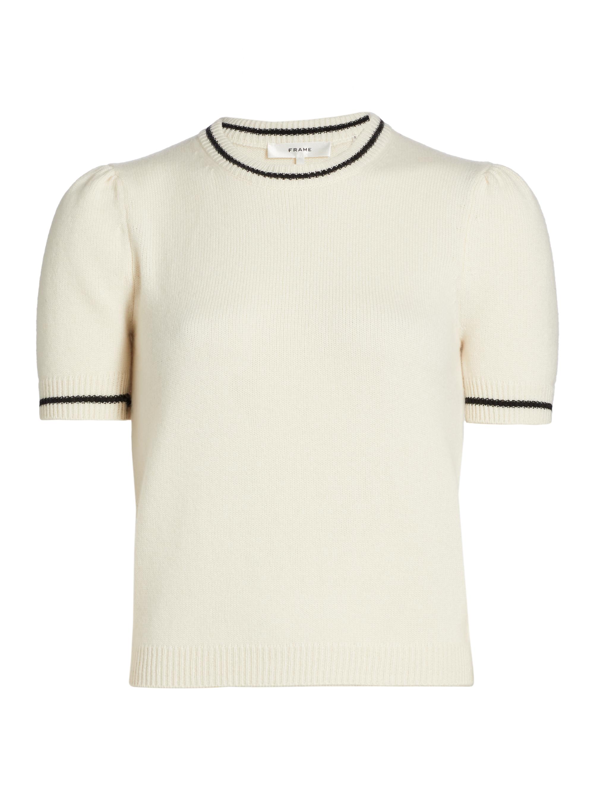 Frame Women's Cashmere Stripe-Trim Sweater - Cream