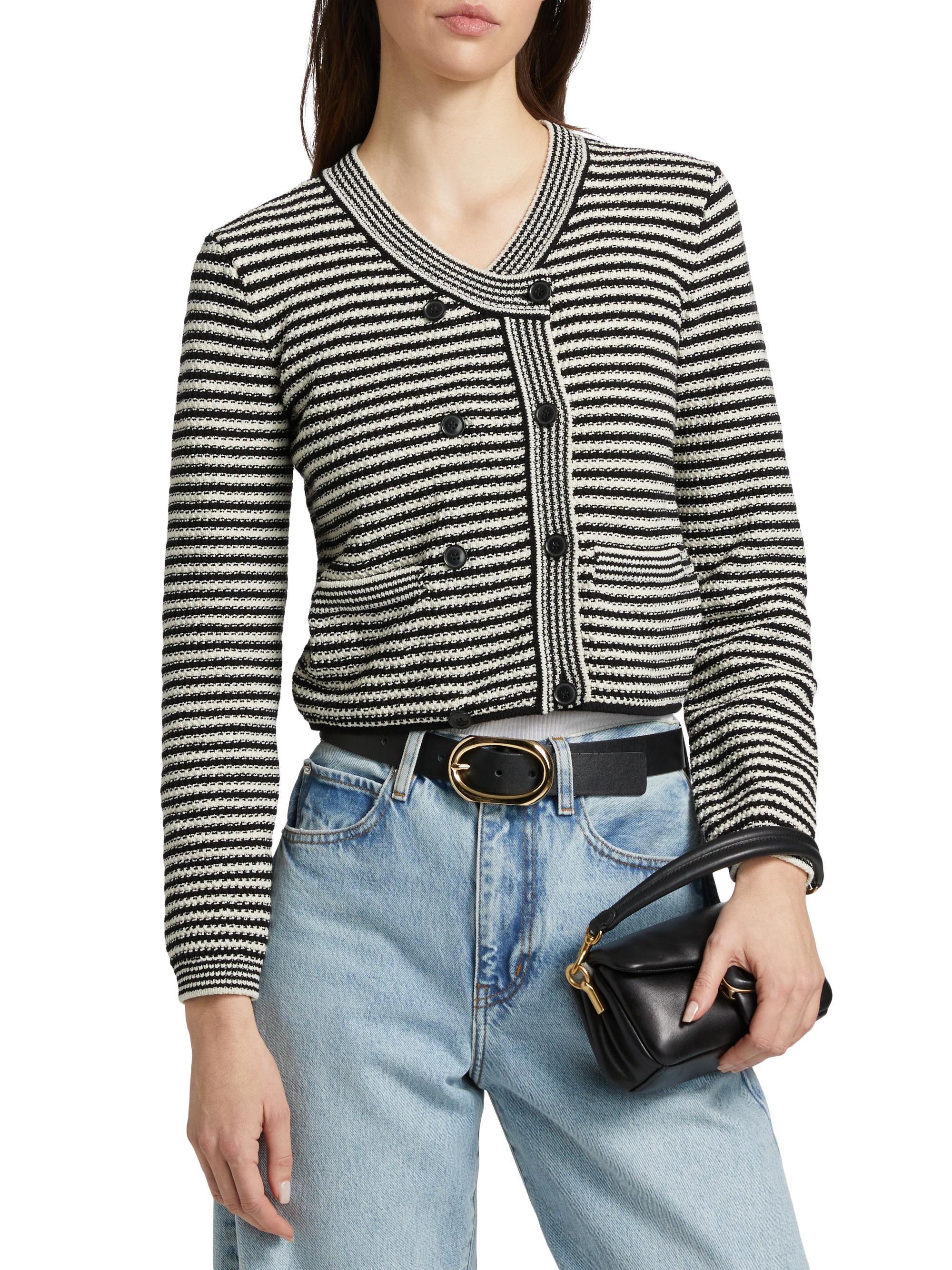 Frame Court Striped Double-Breasted Cardigan | Saks Fifth Avenue
