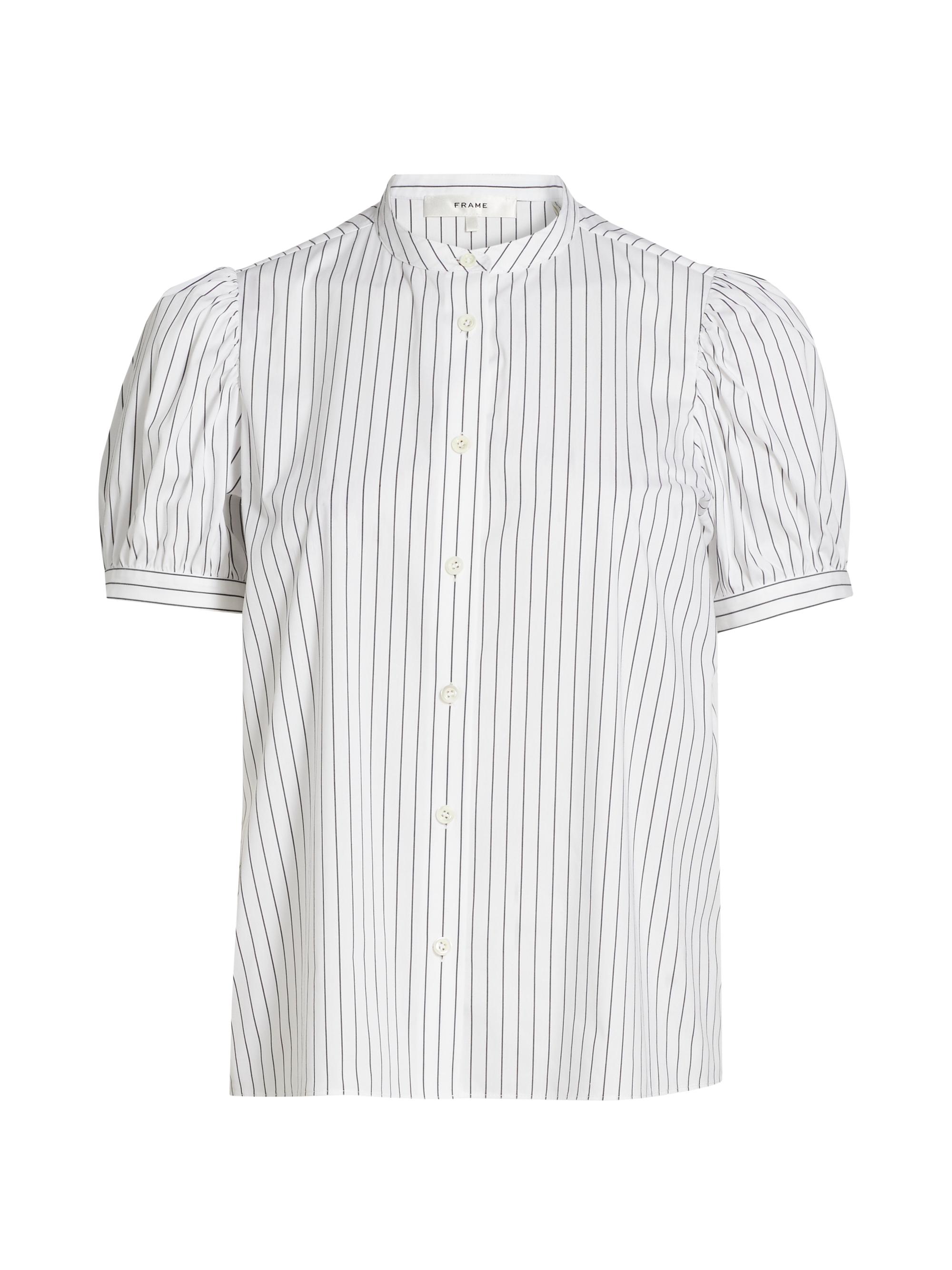 Frame Women's Gathered Striped Top - Navy Multi