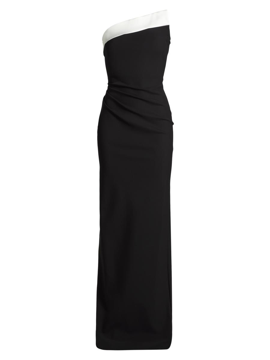 ワンピース CHIARA BONI Hitoshi Illusion short dress BLACK Chiara Boni La Petite Robe Tawia Two-Tone Asymmetric Gown