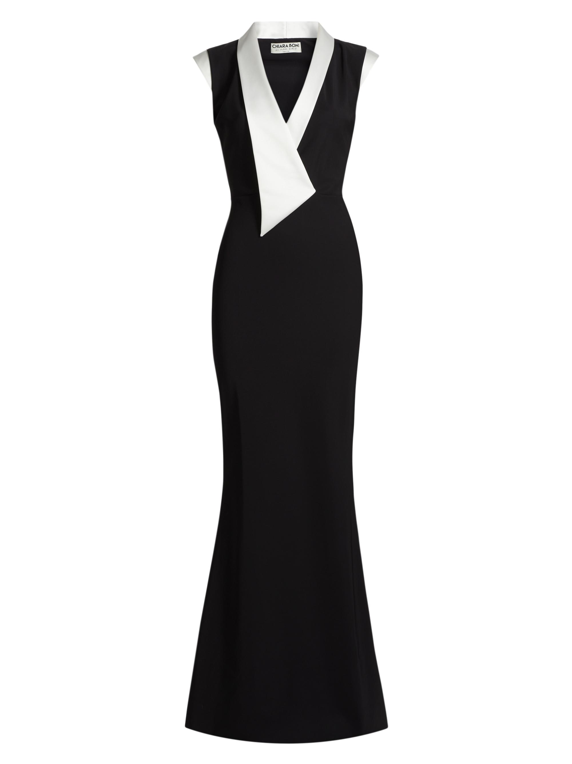 Chiara Boni La Petite Robe Women's Sorai Two-Tone Sheath Gown - Nero Bianco