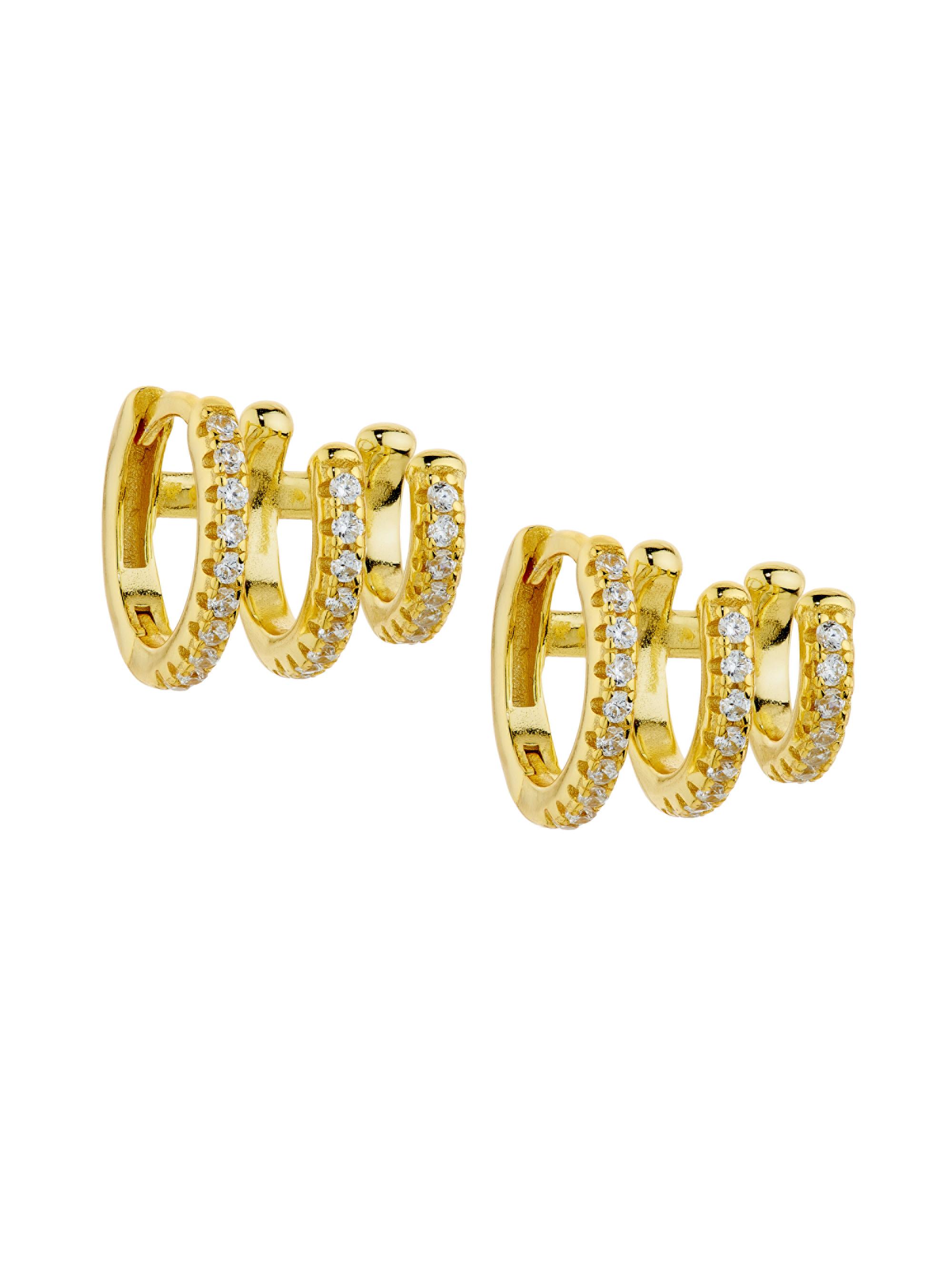 Shashi Women's Katerina 14K-Gold-Plated & Cubic Zirconia Triple-Hoop Earrings - Gold
