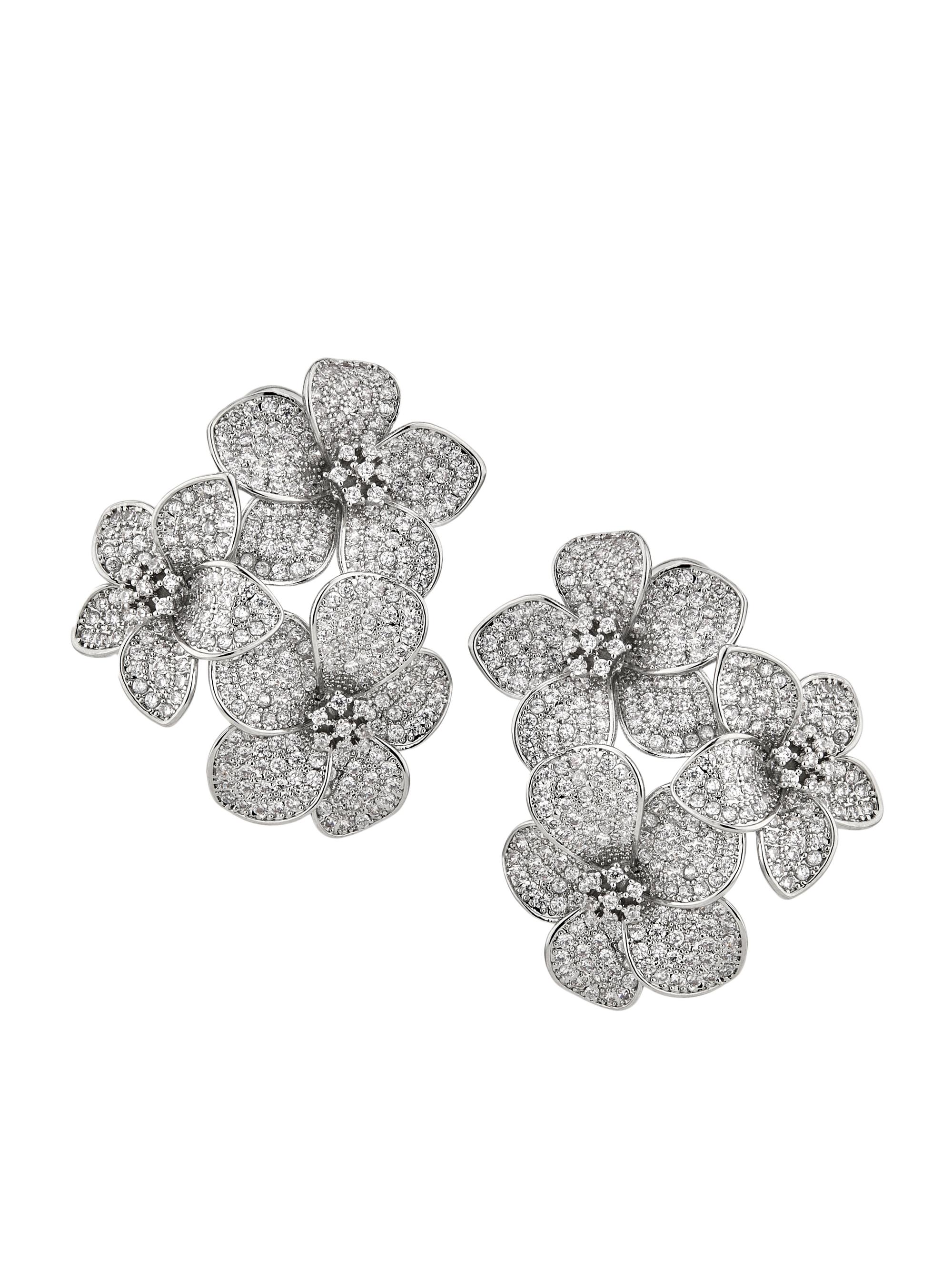 Shashi Women's Eden Sterling Silver & Cubic Zirconia Flower Cluster Earrings - Silver