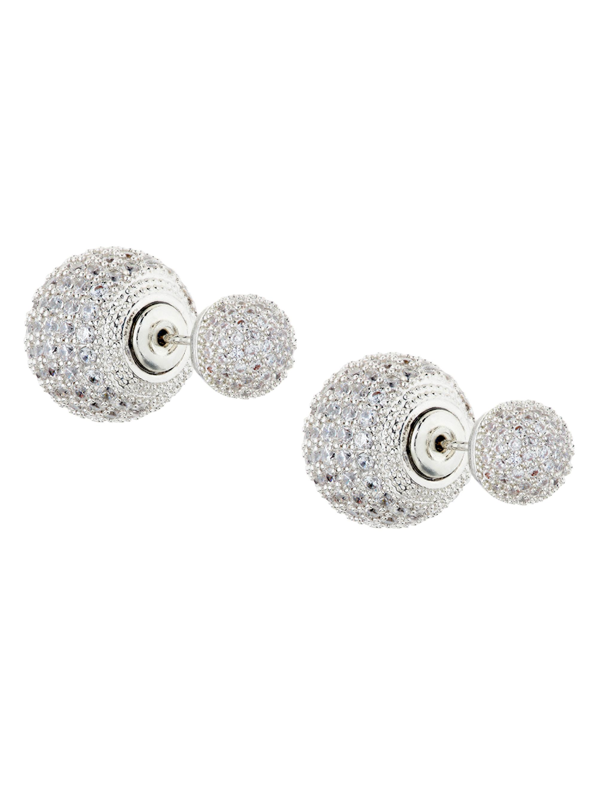 Shashi Women's Silvertone & Cubic Zirconia Reversible Ball Stud Earrings - Silver
