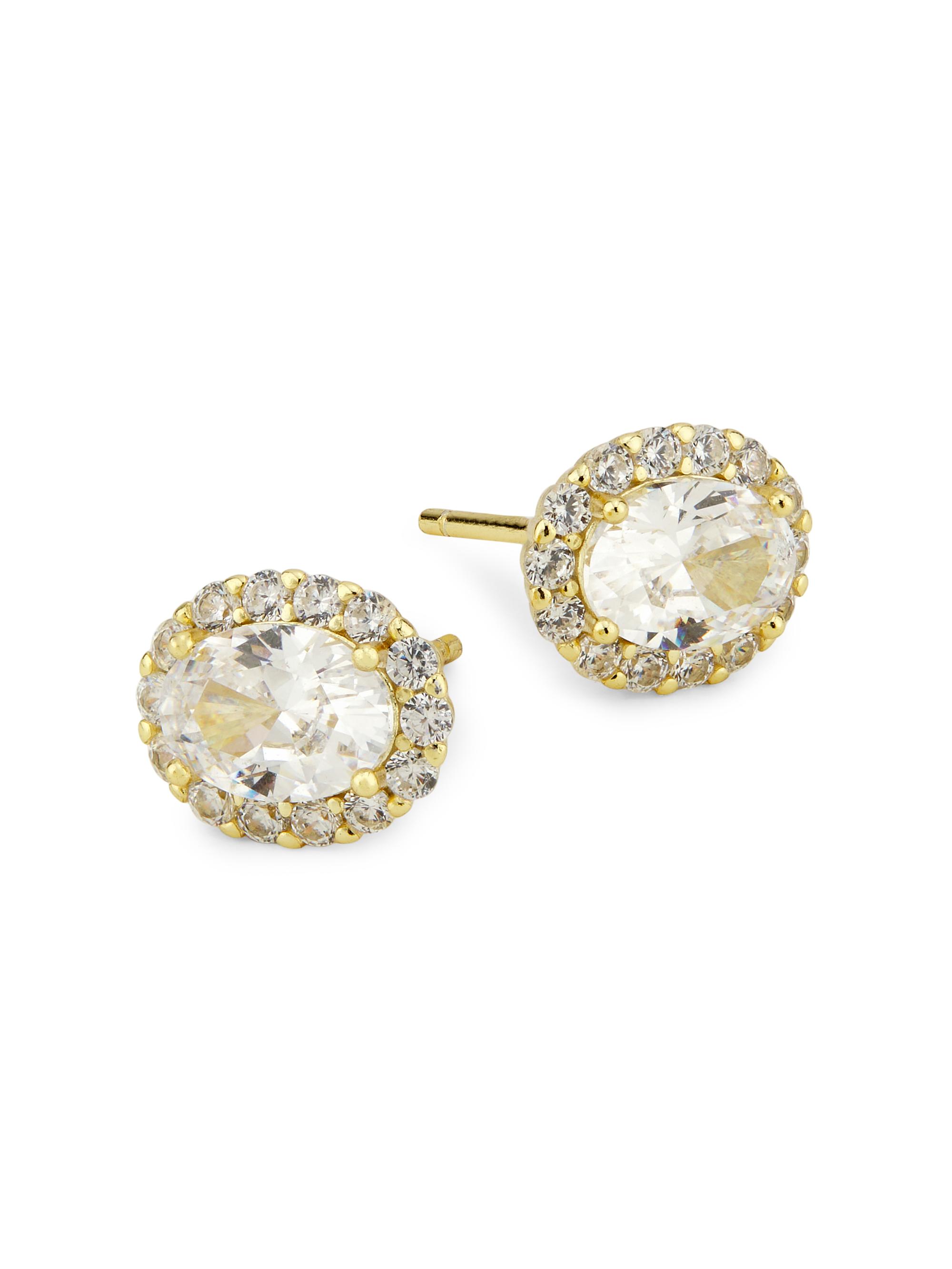 Shashi Women's 14K-Gold-Plated & Cubic Zirconia Halo Stud Earrings - Gold