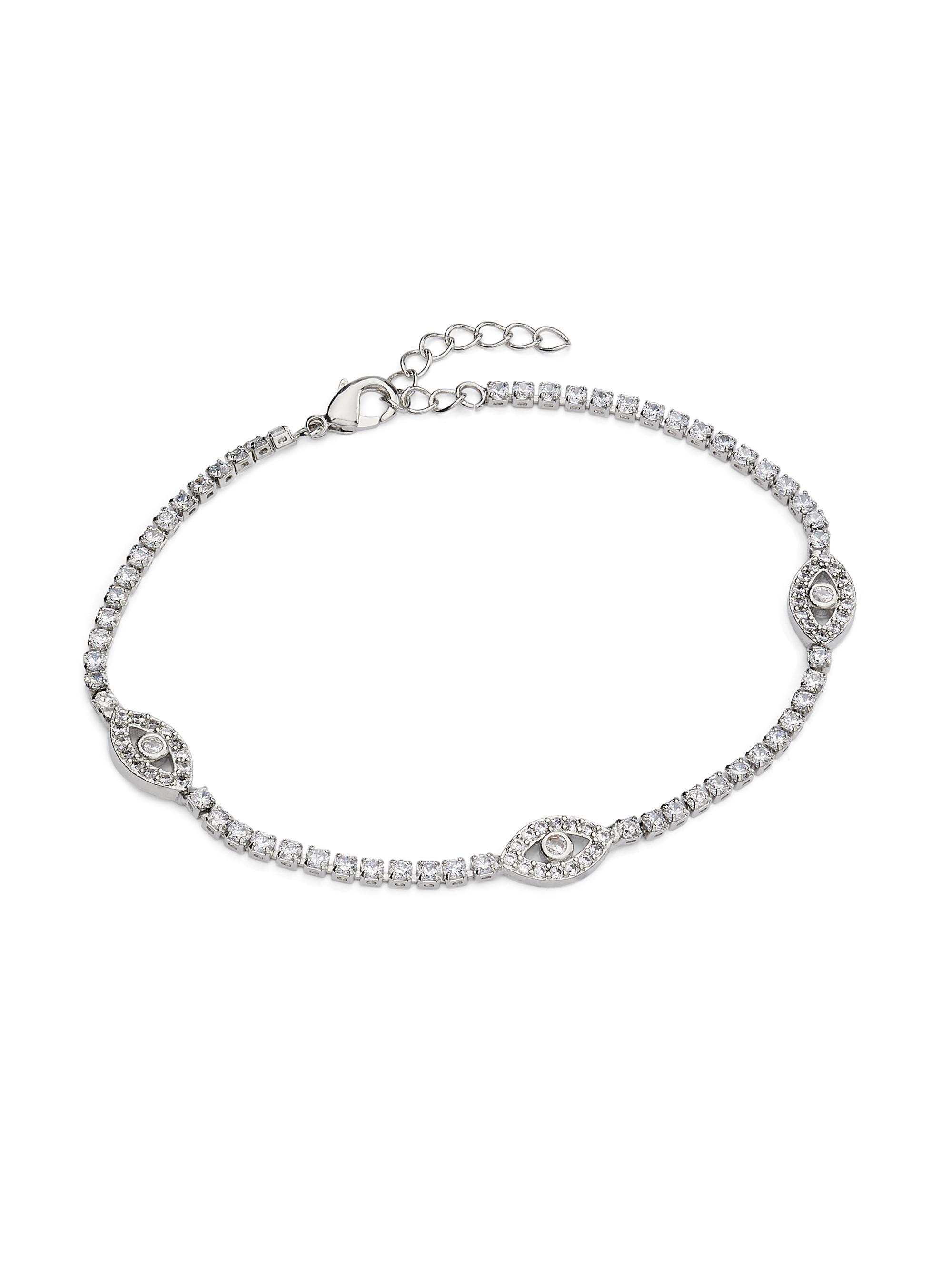 Shashi Women's Sterling Silver & Cubic Zirconia Evil Eye Tennis Bracelet - Silver