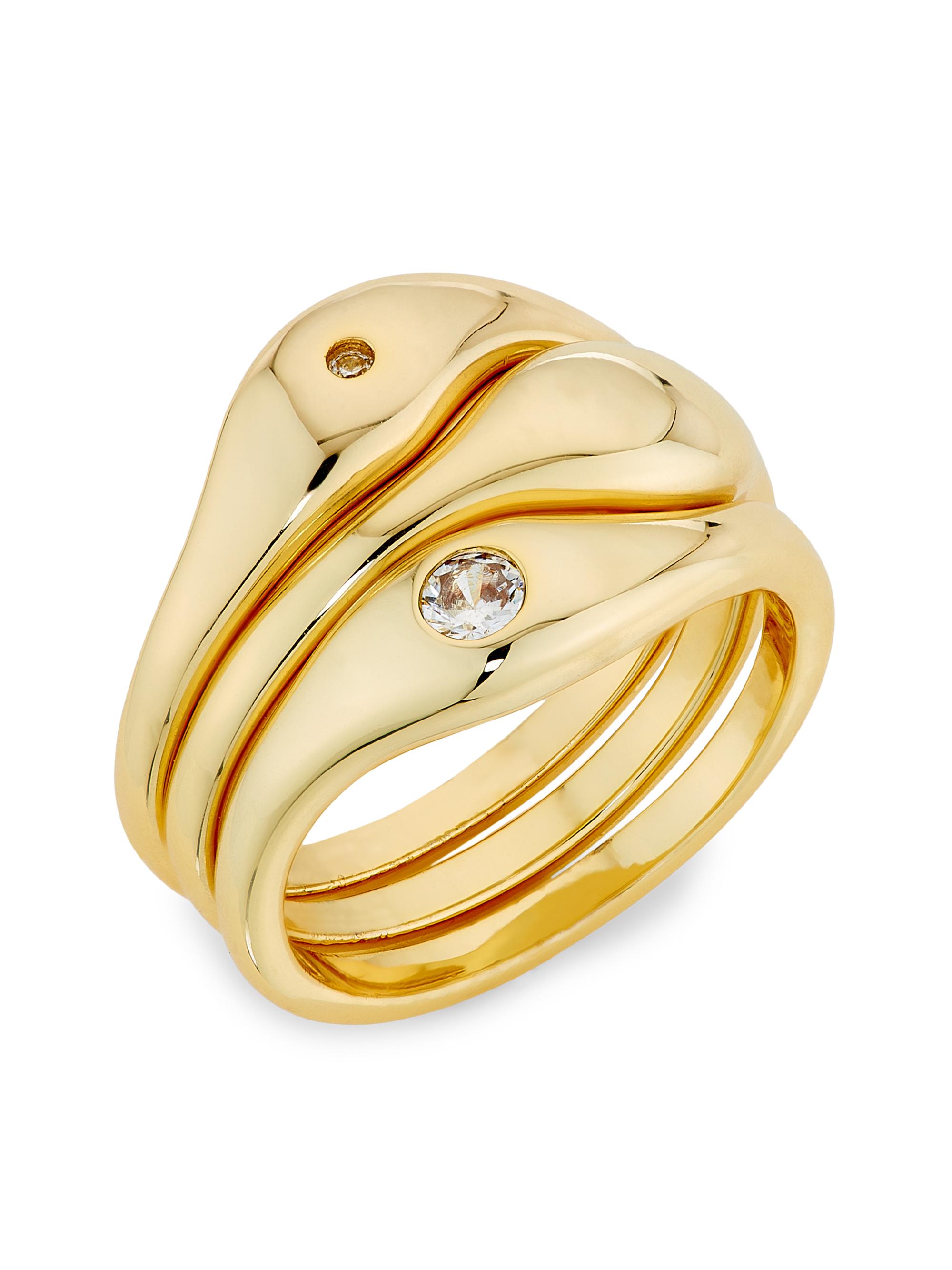 Shashi Women's Delphine 14K-Gold-Plated & Cubic Zirconia Triple-Ring Set - Gold