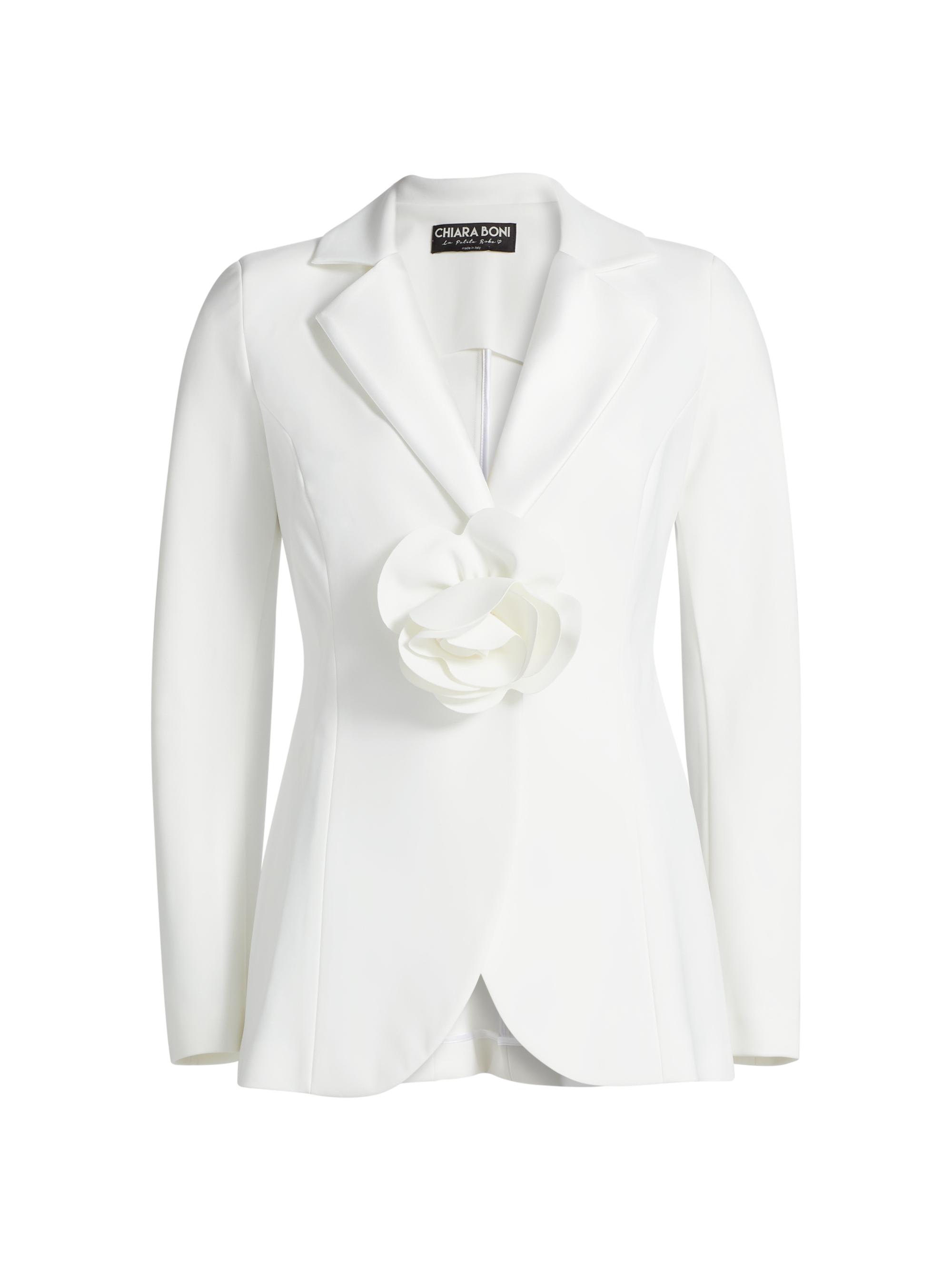 Chiara Boni La Petite Robe Women's Ospit Ra Floral Appliqué Blazer - White