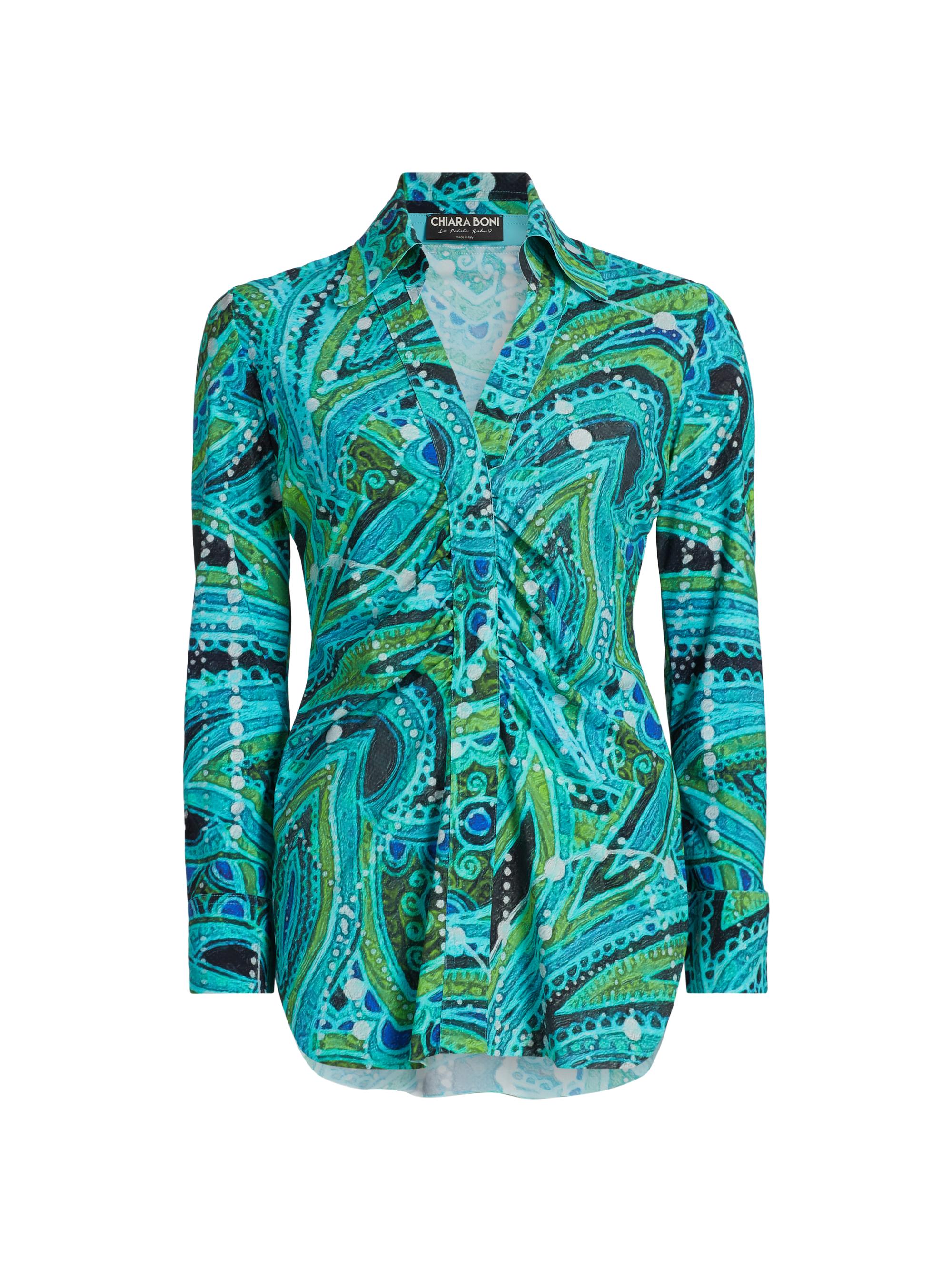 Chiara Boni La Petite Robe Women's Shohreh Printed Ruched Top - Mardigras Green